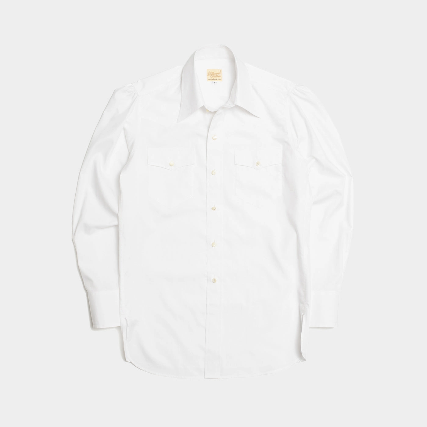 Reinforced Side Vents Hollywood Tailors Made-to-Order Westerner Shirt White