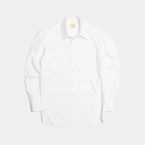 Reinforced Side Vents Hollywood Tailors Made-to-Order Westerner Shirt White