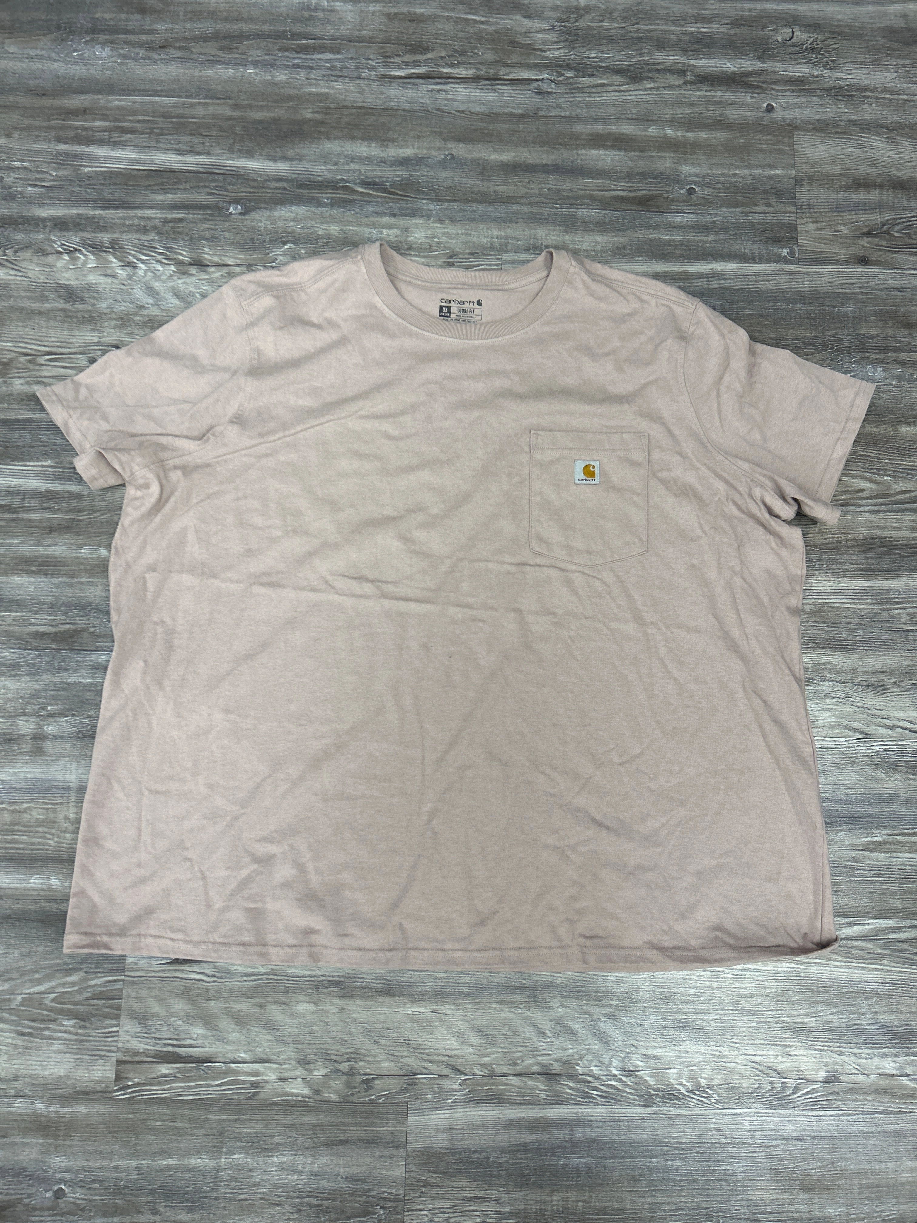 Easy Wear Style Top Short Sleeve By Carhartt In Pink, Size: 3x