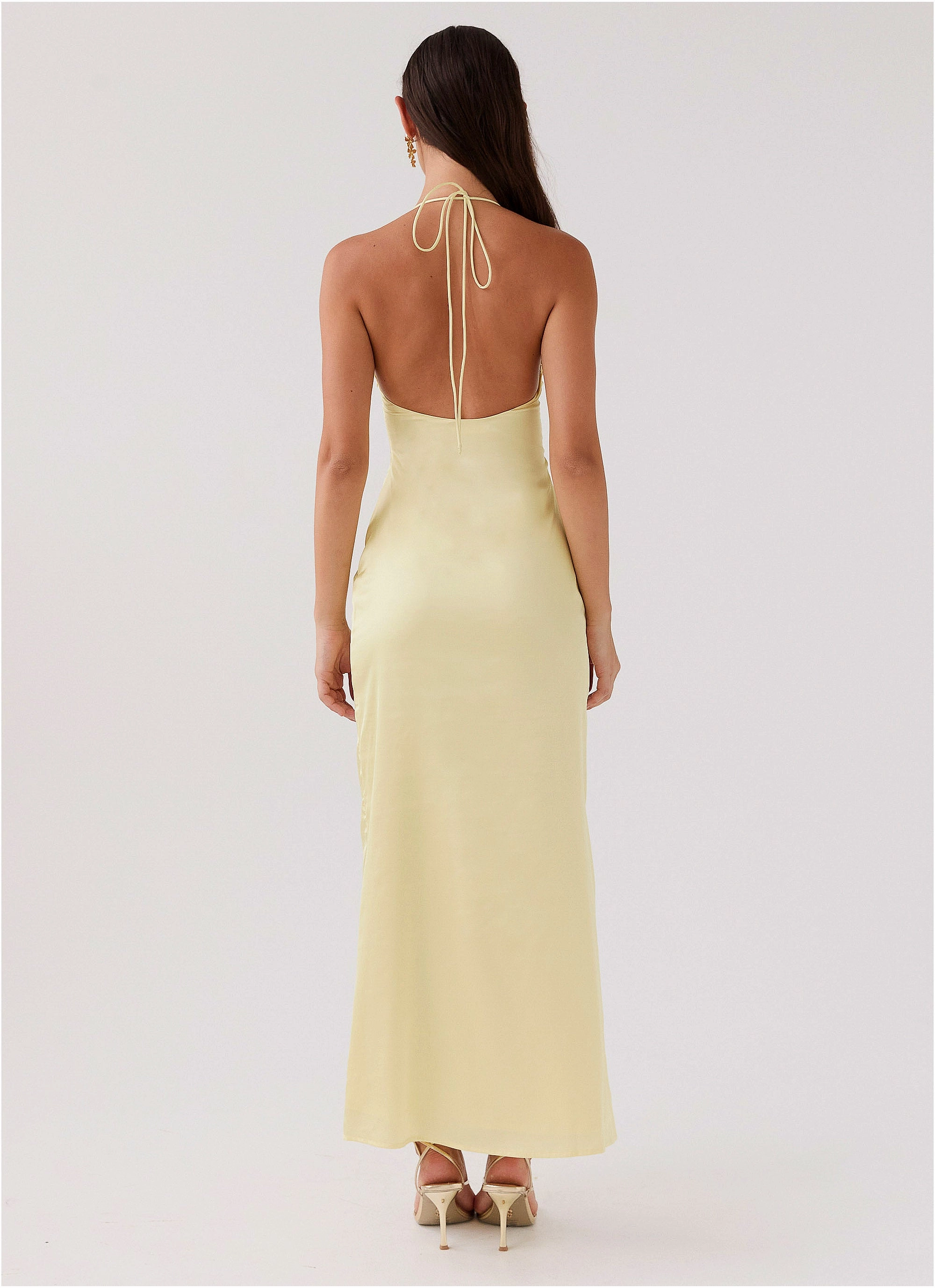 Timeless Soft Beauty Feel Dream Sight Lace Satin Maxi Dress - Lemon