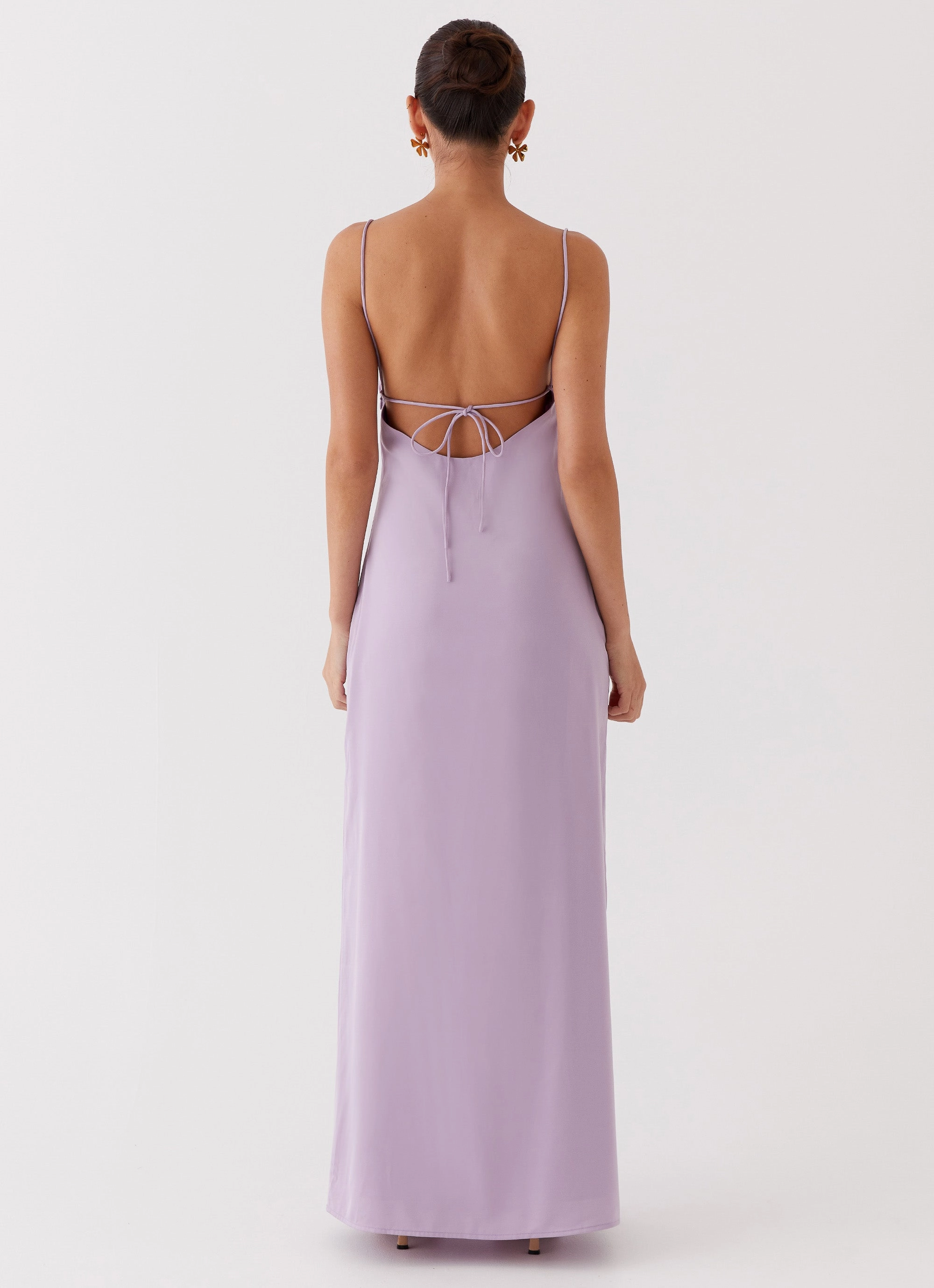 Dual Tones Dream Sight Lace Satin Maxi Dress - Lilac