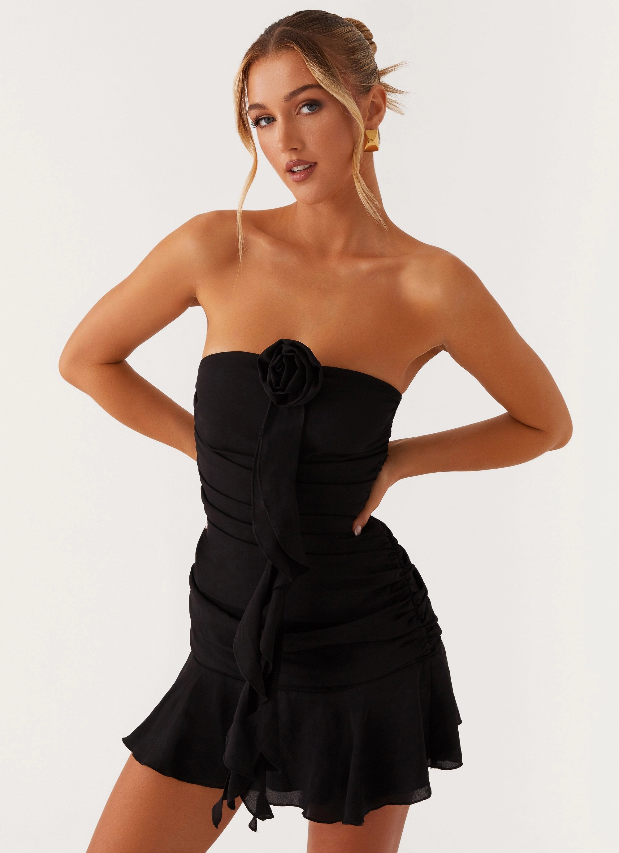 Jodie Mini Dress - Black Travel-friendly Collar Accent