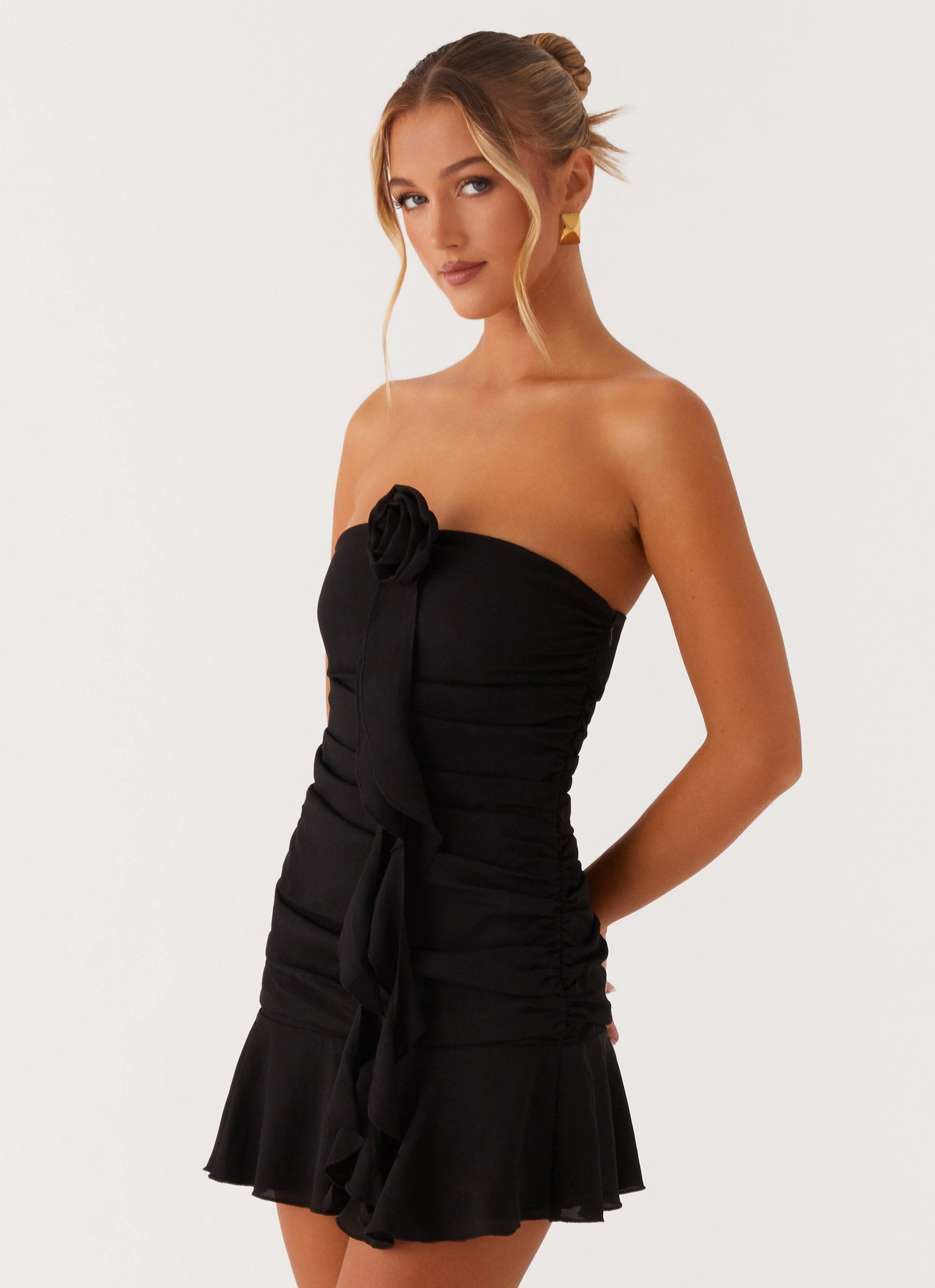 Jodie Mini Dress - Black Cotton Skin