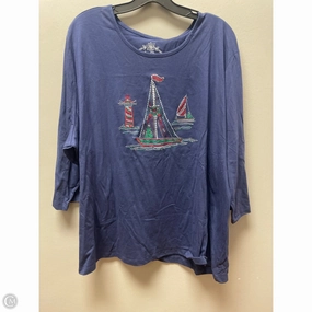 Comfortable and Chic Top Short Sleeve Basic By Coral Bay In Blue, Size: 3x