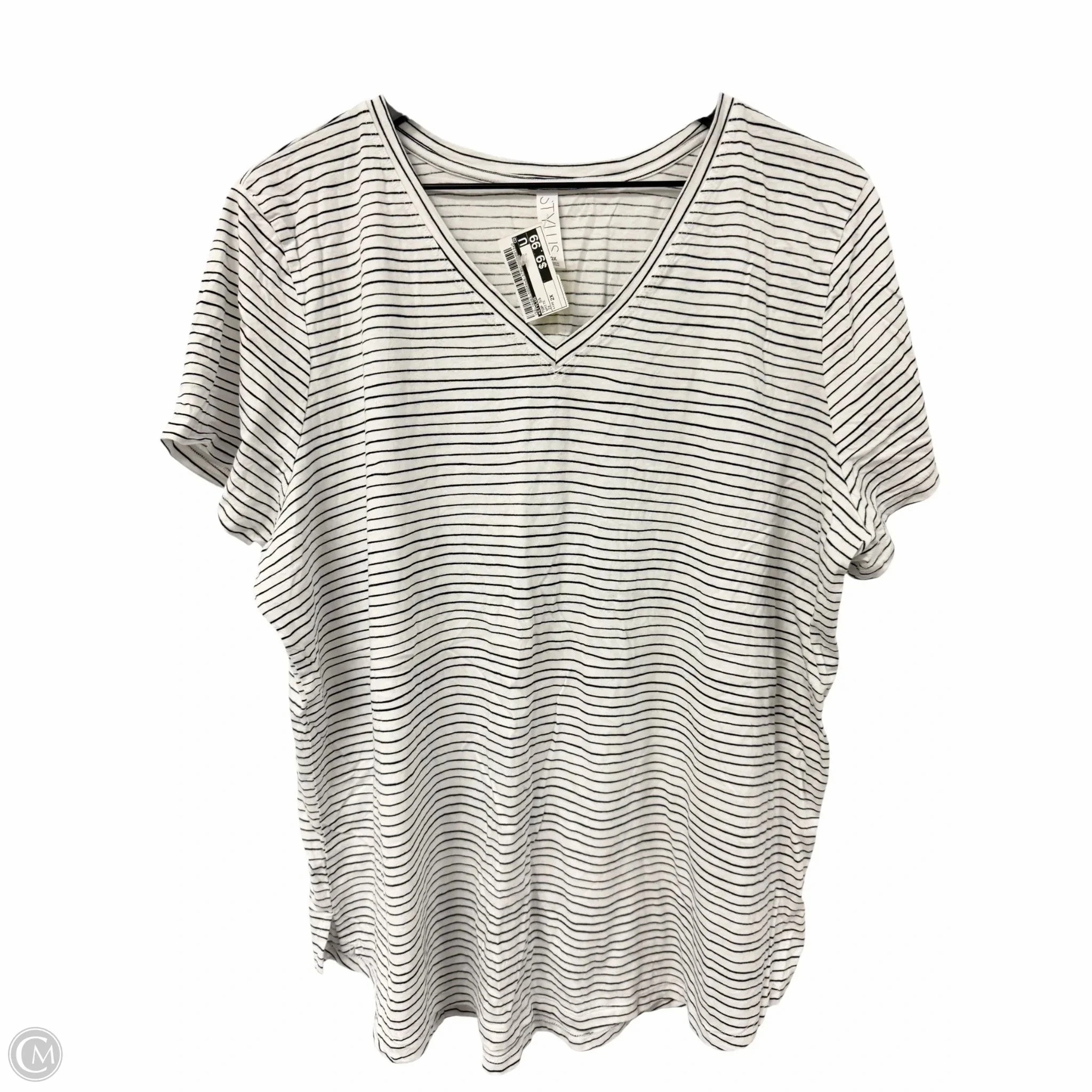 Top Short Sleeve By Stylus In White, Size: 2x High Durability Weave Stretch waistband