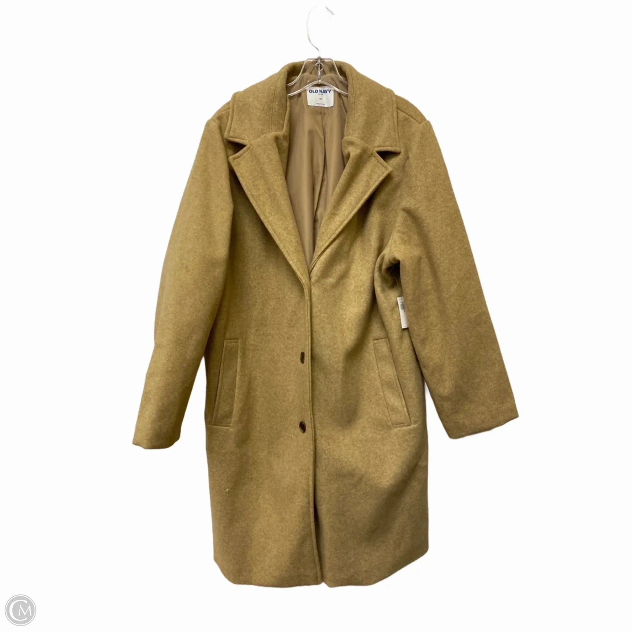 FullCoverageHood Snap Closure System Coat Peacoat By Old Navy In Tan, Size: 2x