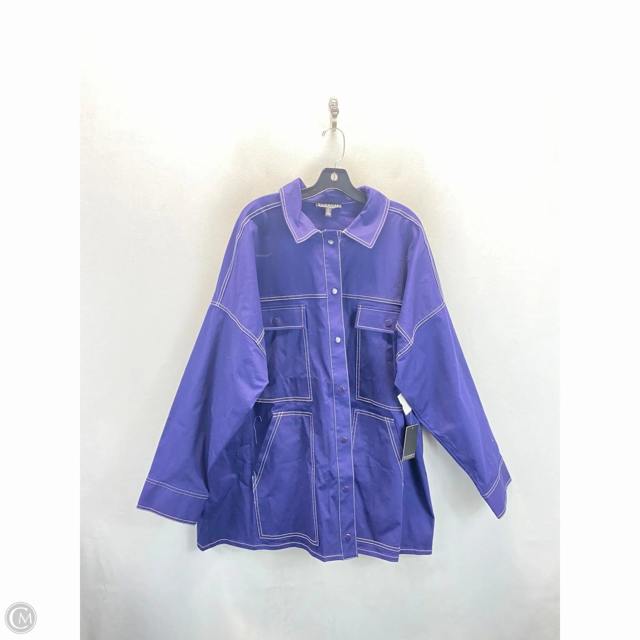 Jacket Other By Eloquii In Blue, Size: 18 Anti Pilling Surface Treatment Matte Fabric