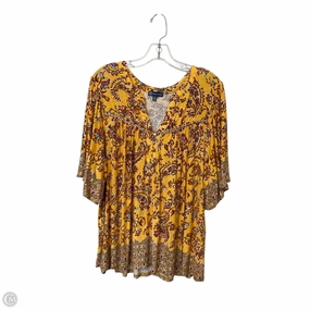 Chic Outfit Top Short Sleeve By Democracy In Yellow, Size: 2x