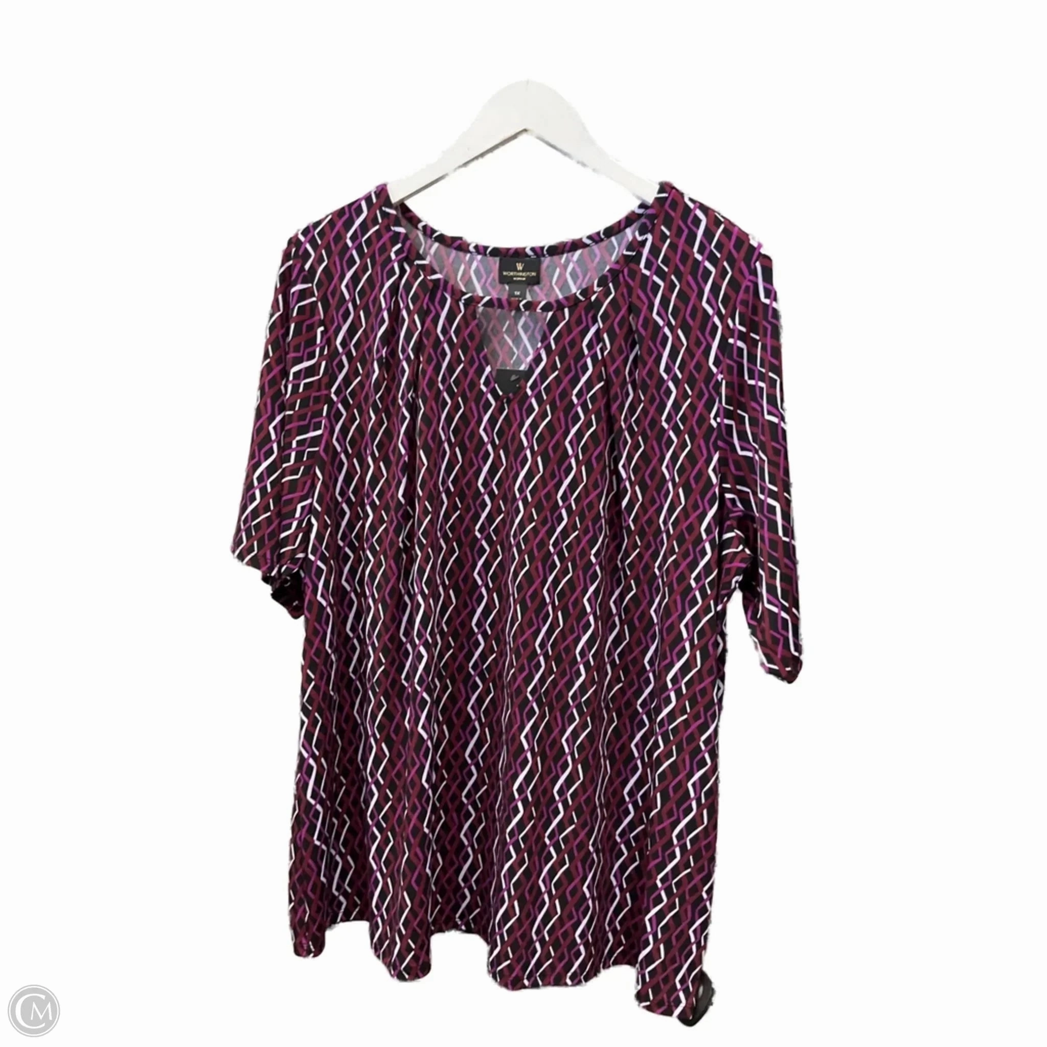 Top Short Sleeve By Worthington In Purple, Size: 1x Stylish piece