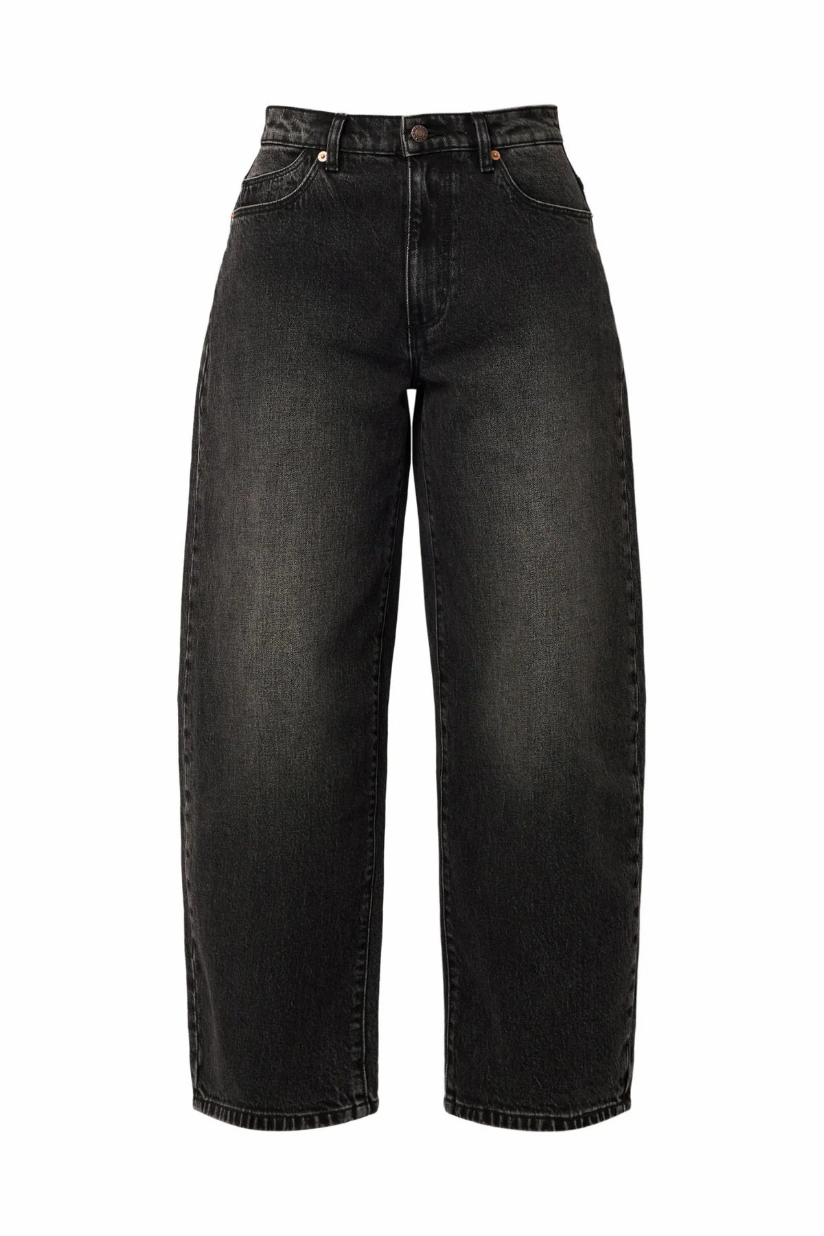 Gigi 80s Black Mid Barrel Jean Seamless Waistband Stable Shape