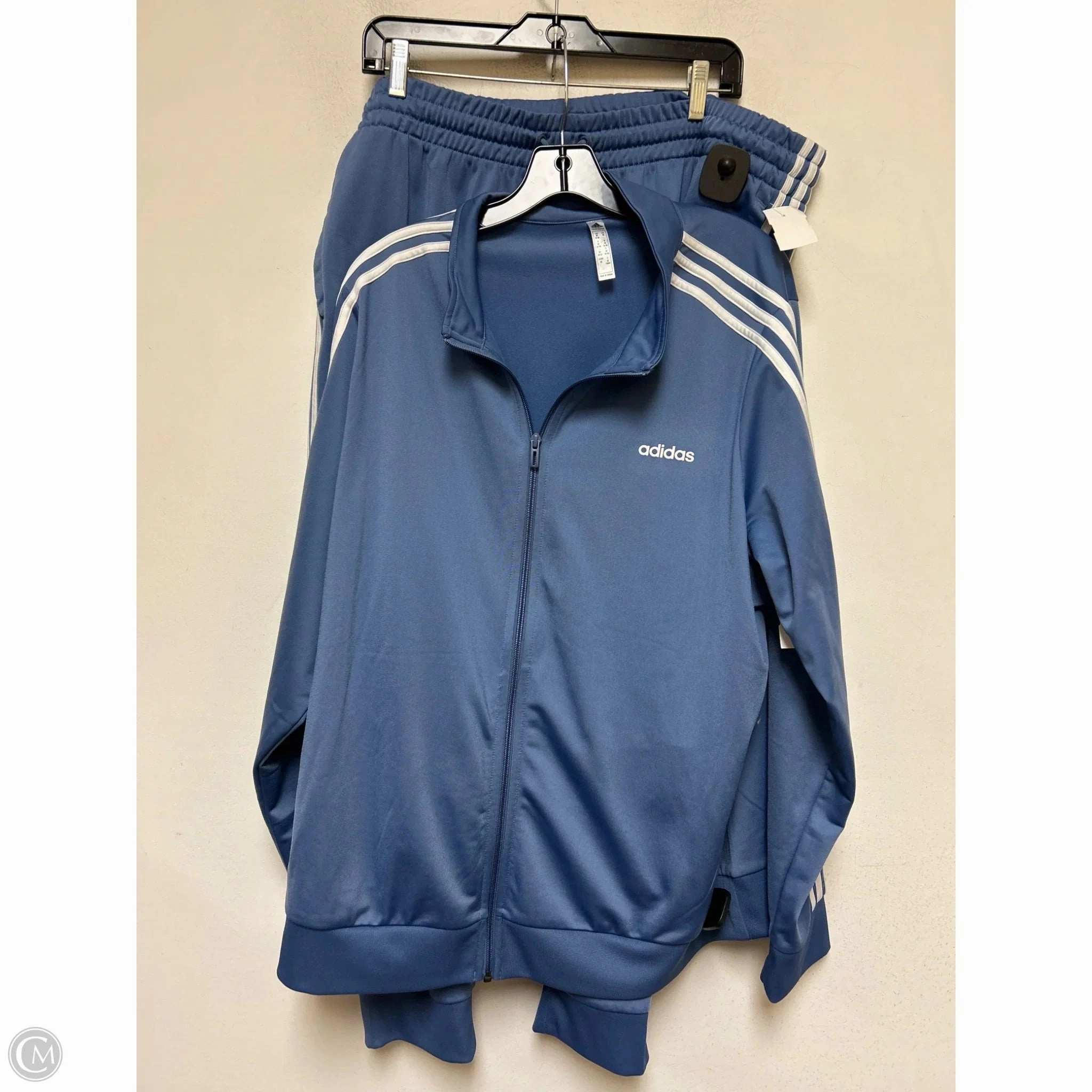 Athletic Pants 2pc By Adidas In Blue & White, Size: 3x Stretch Support Snug Waist