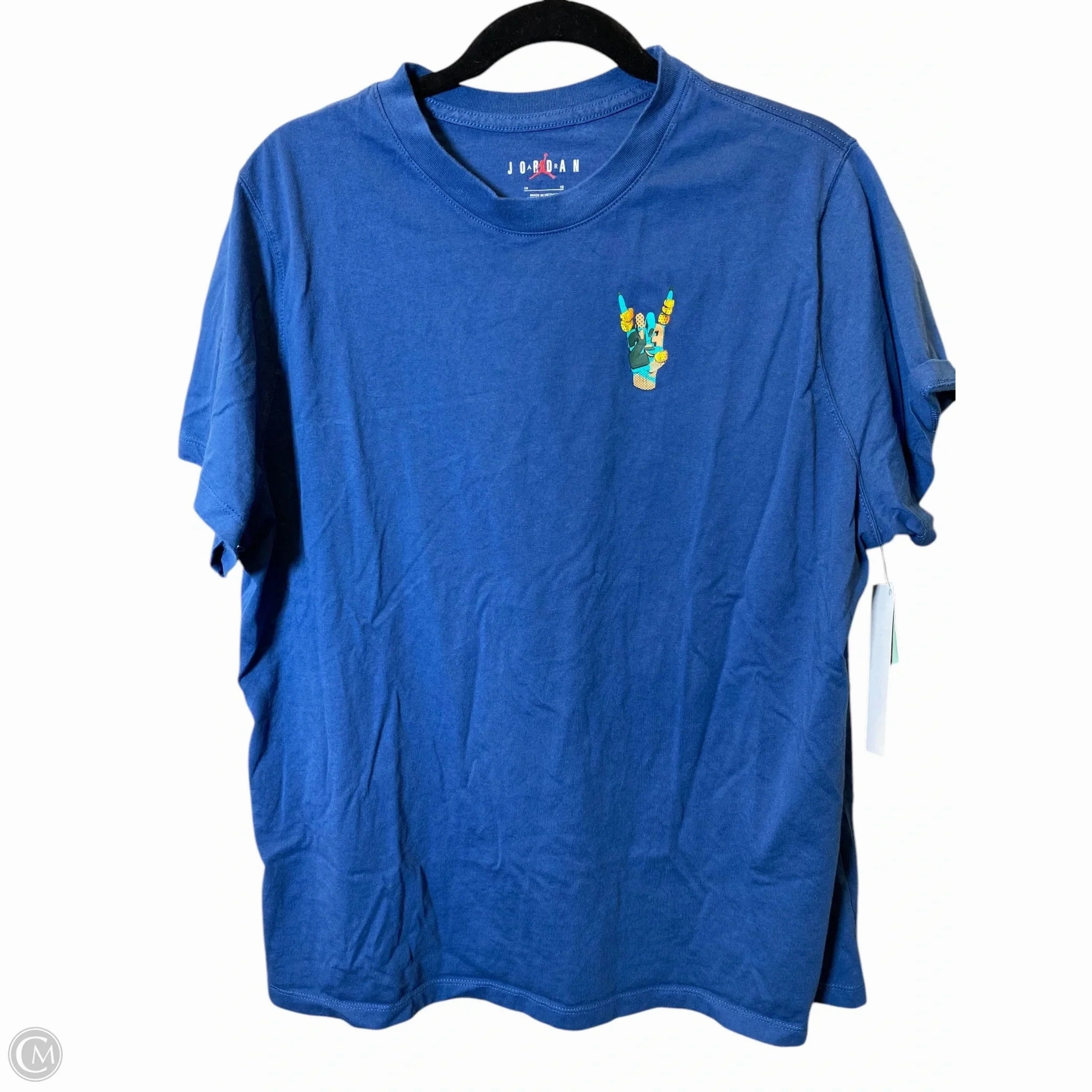 Top Short Sleeve Luxury Designer By Jordan In Navy, Size: 1x Trendy Top