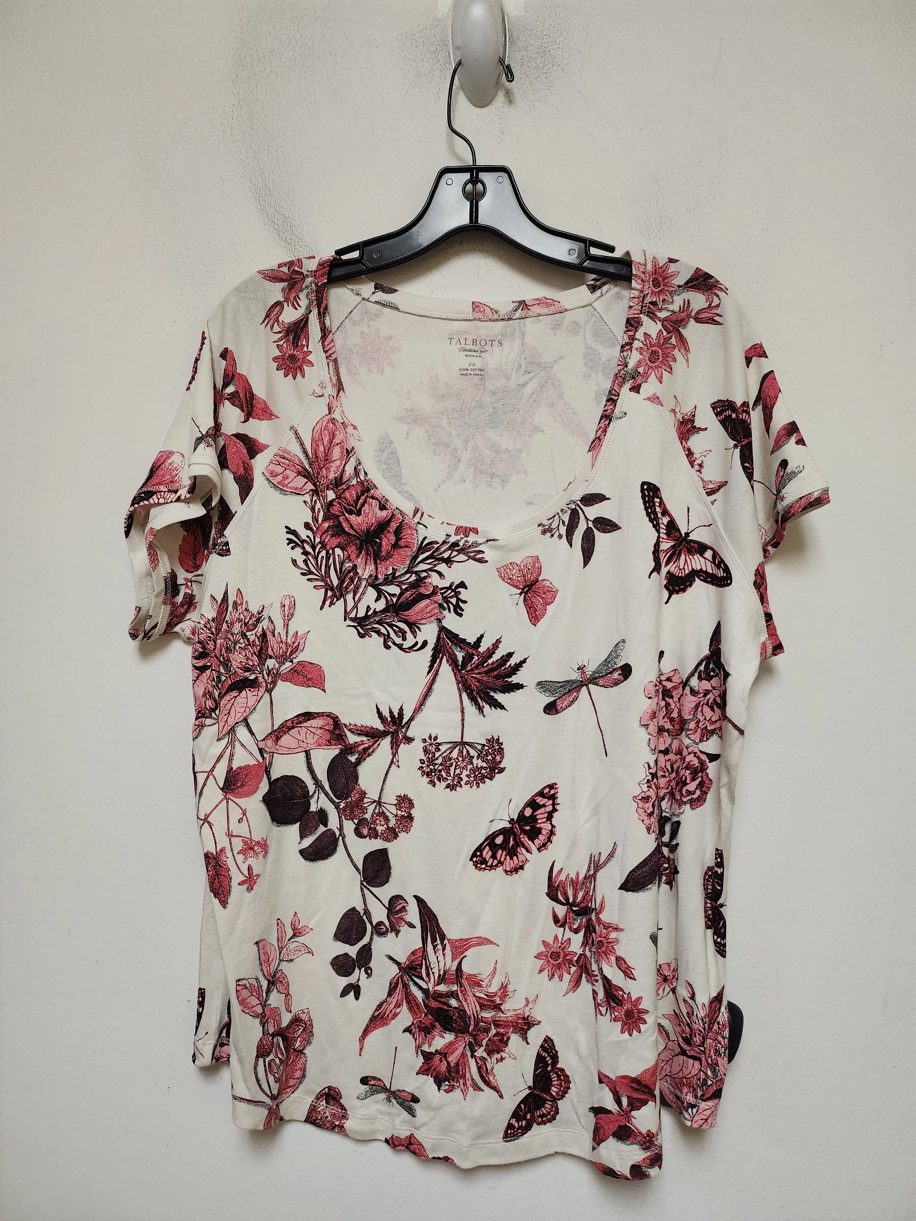 Top Short Sleeve Basic By Talbots In Floral Print, Size: 2x Light Layer Tagless Comfort