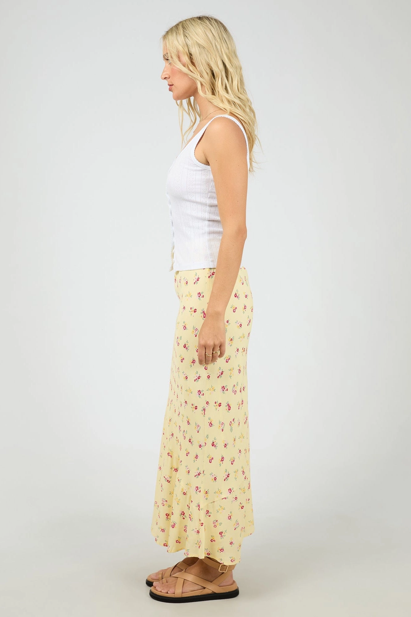 Birdie Yellow Floral Maxi Skirt Innovative Fabric