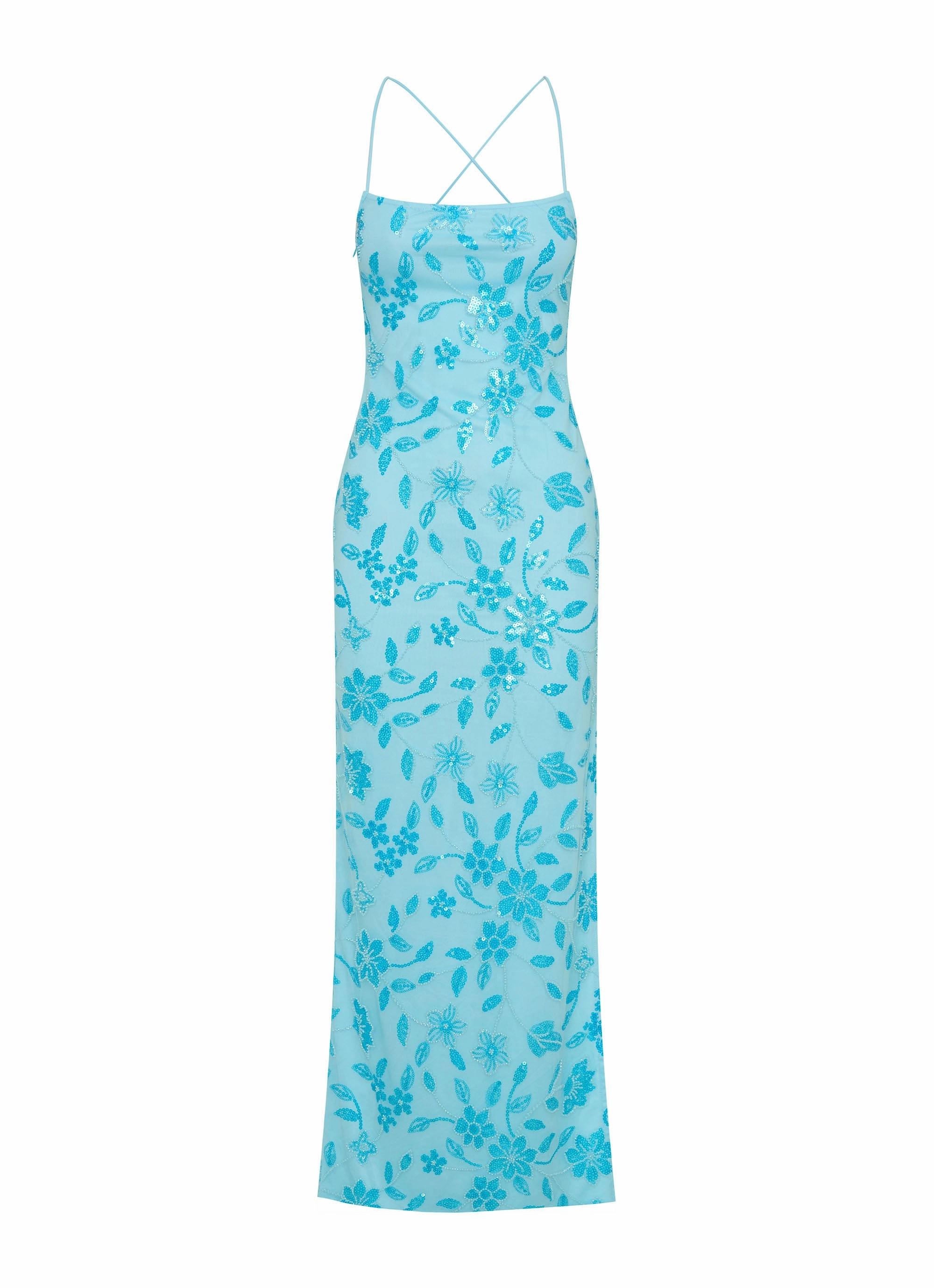 Bright Lights Beaded Maxi Dress - Blue Dressy Glow