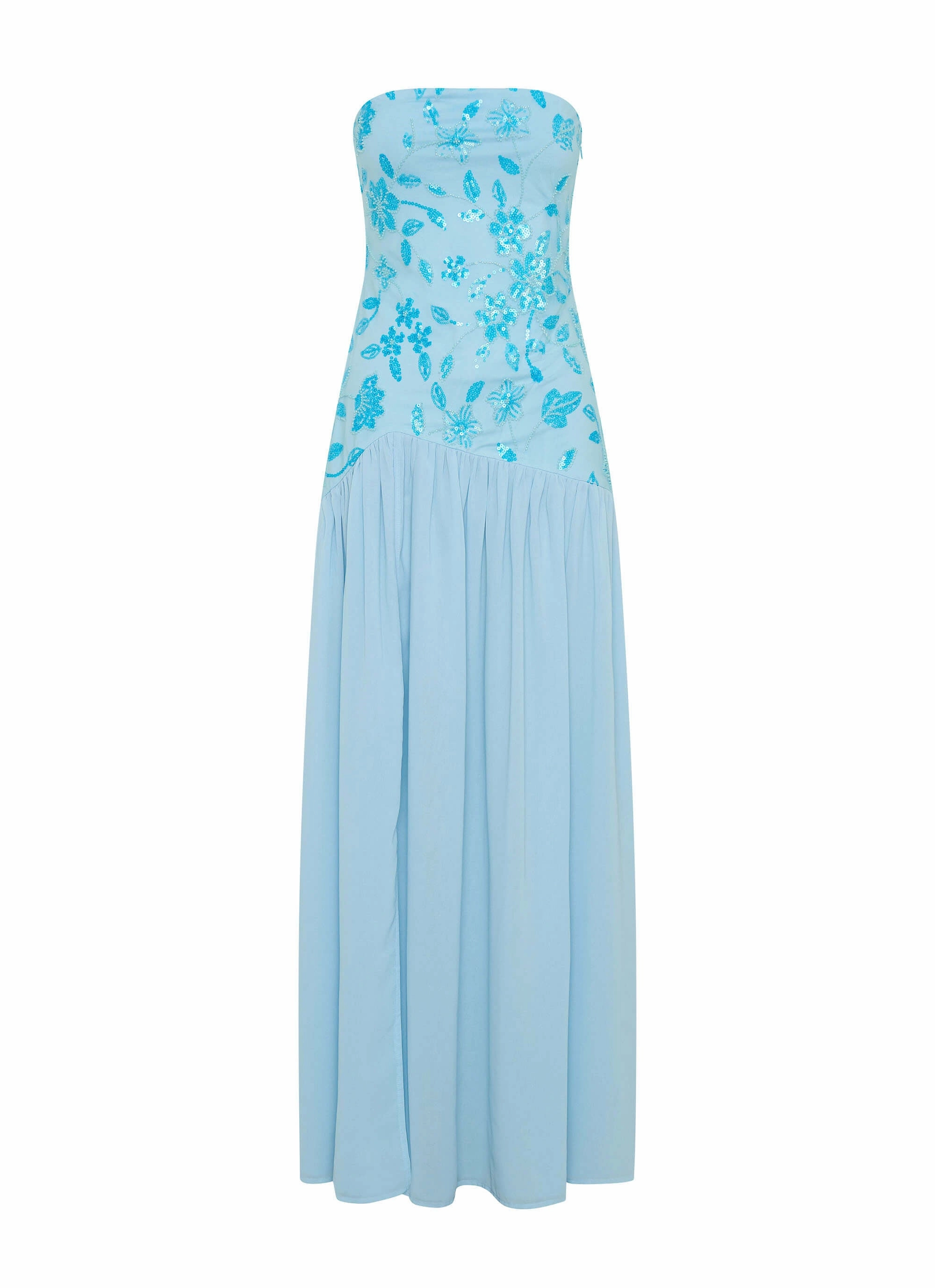 Work Flex Eden Strapless Beaded Maxi Dress - Blue