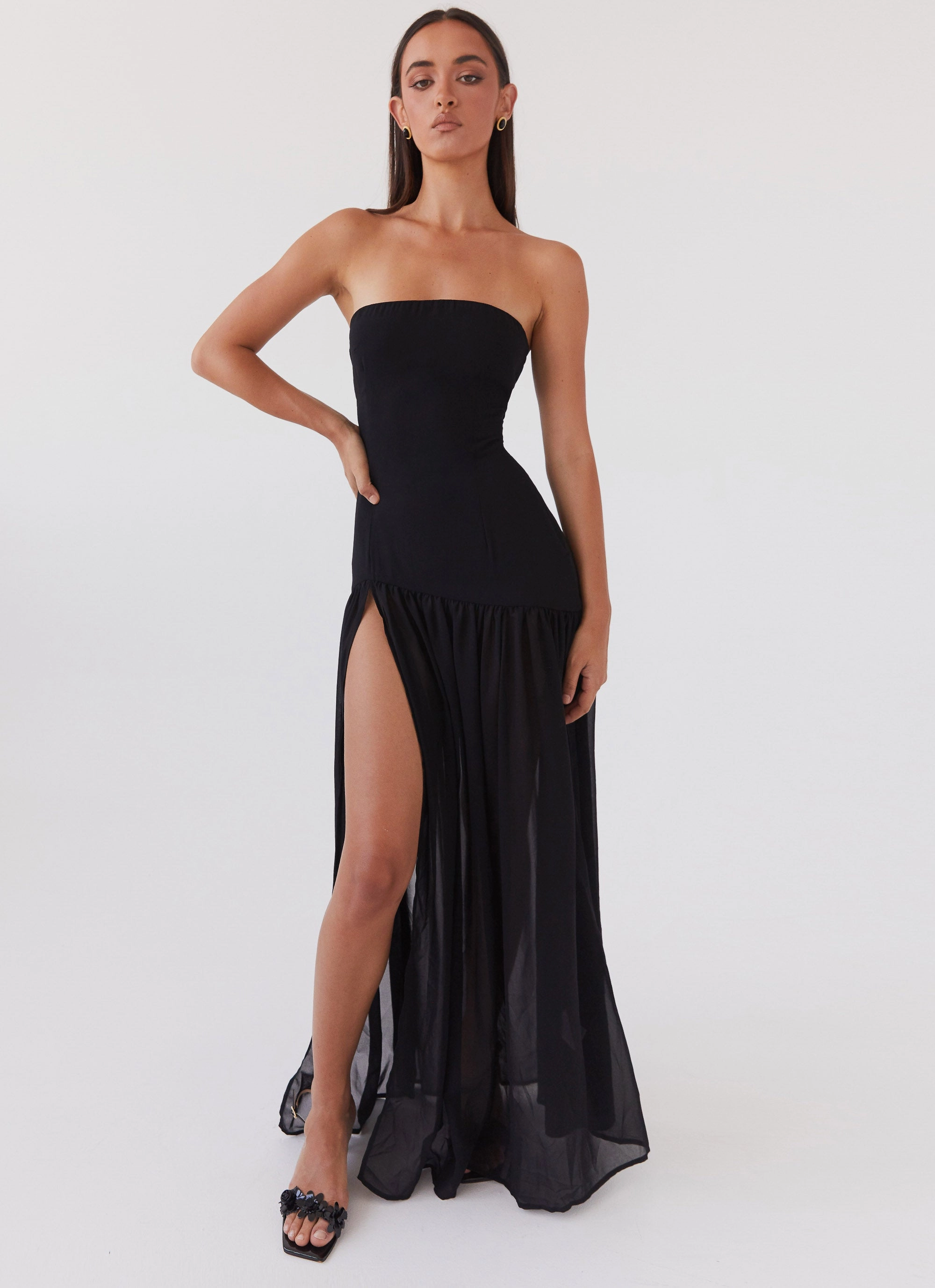 Eden Strapless Maxi Dress - Black Quick Drying