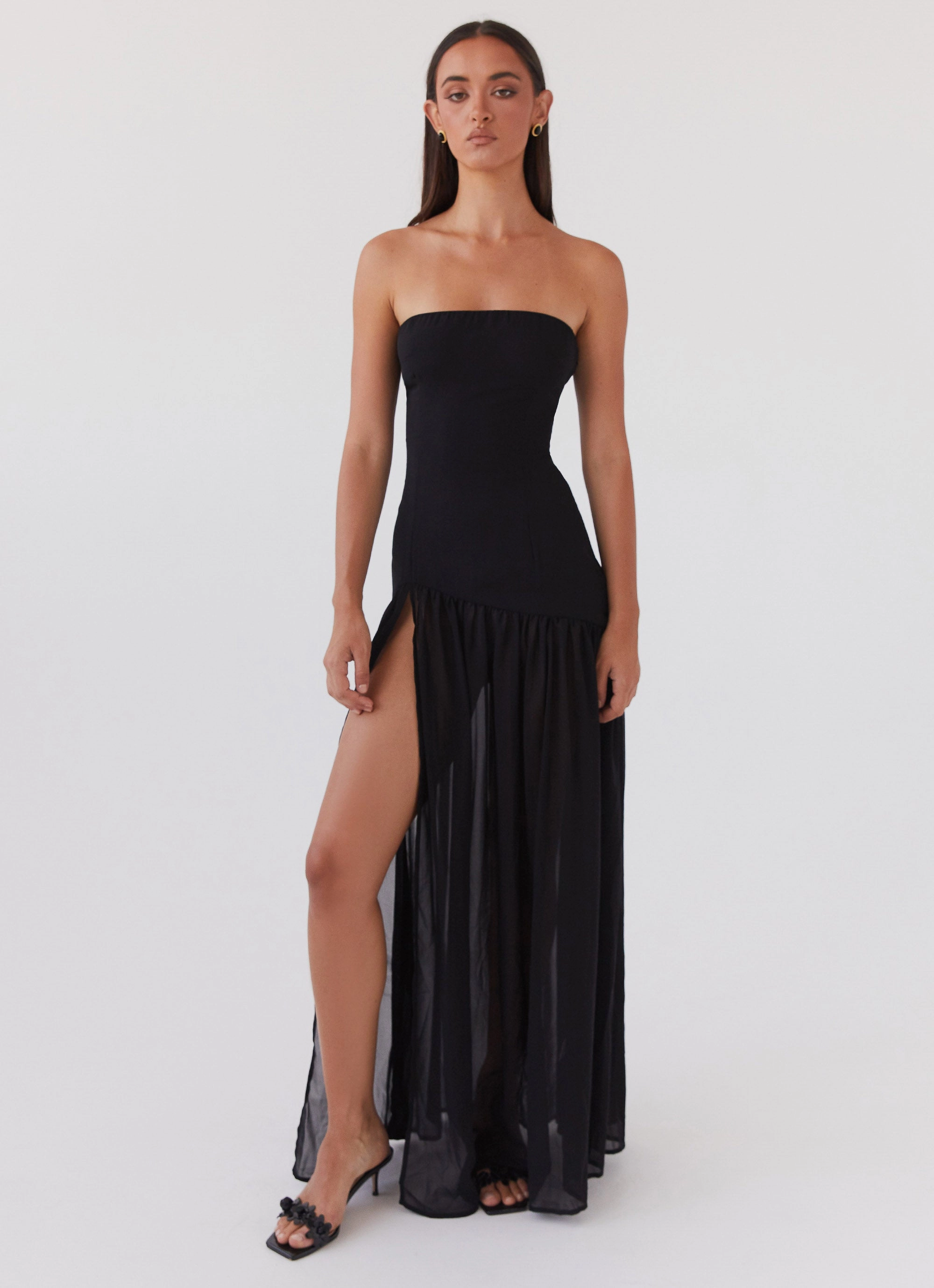 Eden Strapless Maxi Dress - Black LowProfileZipper