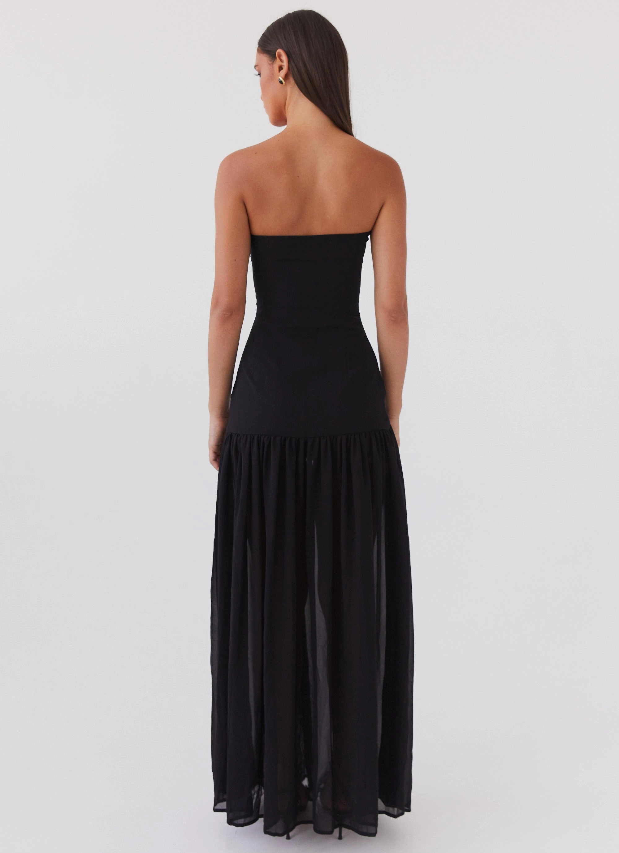 Crystal-Detail Eden Strapless Maxi Dress - Black