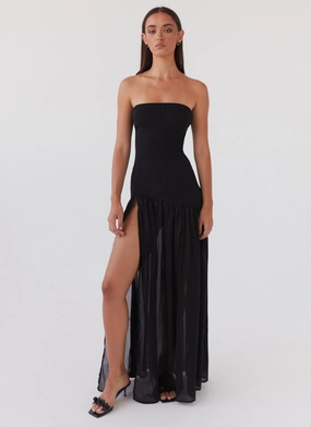 Eden Strapless Maxi Dress - Black LowProfileZipper