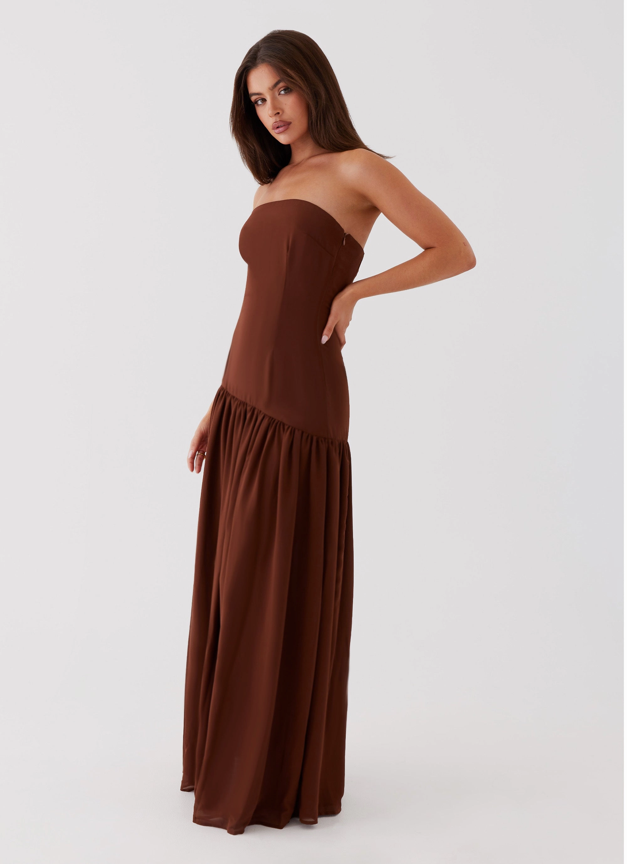 Eden Strapless Maxi Dress - Brown Timeless slip dress
