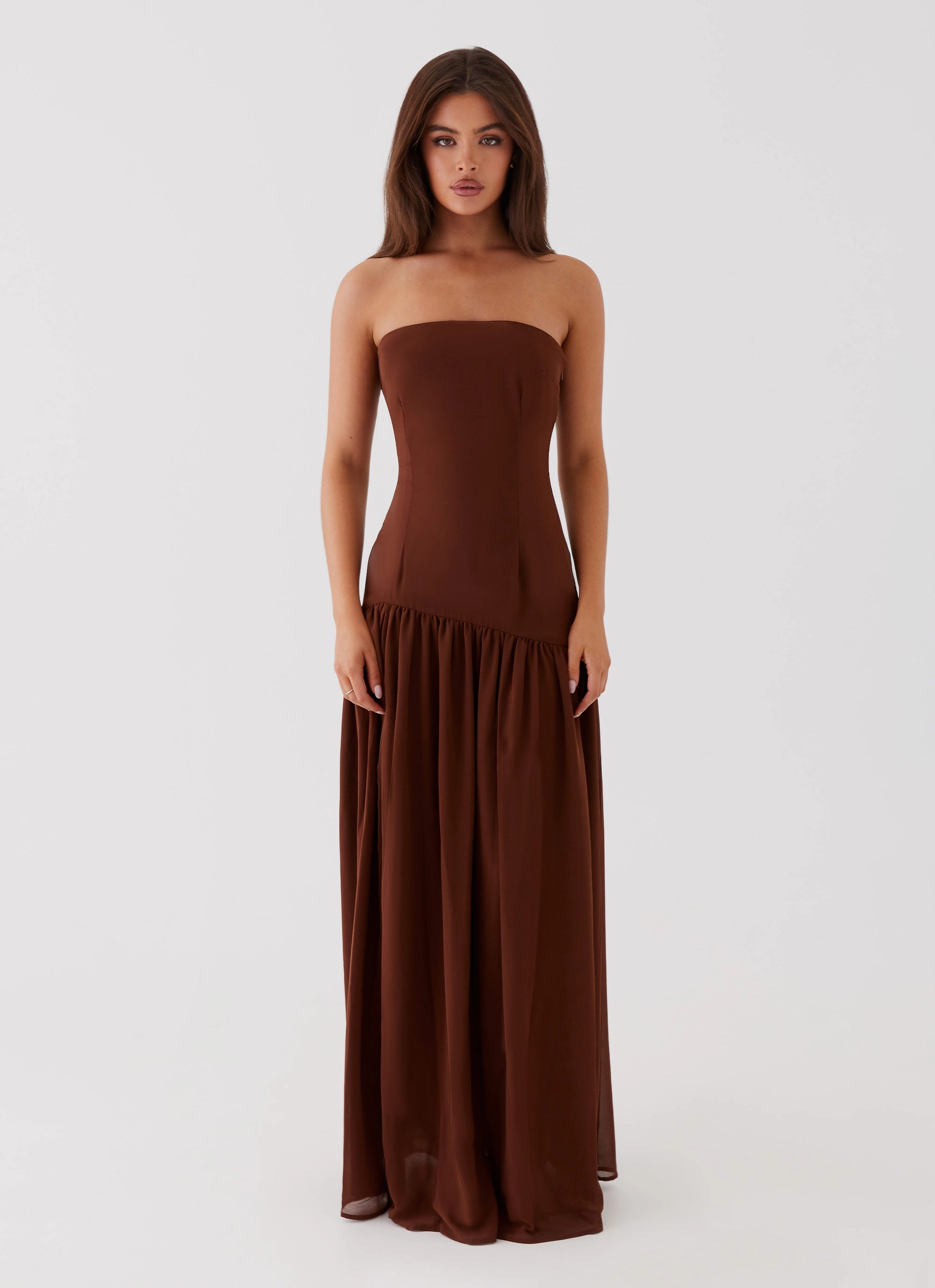 Love Soft Anniversary-Event Eden Strapless Maxi Dress - Brown