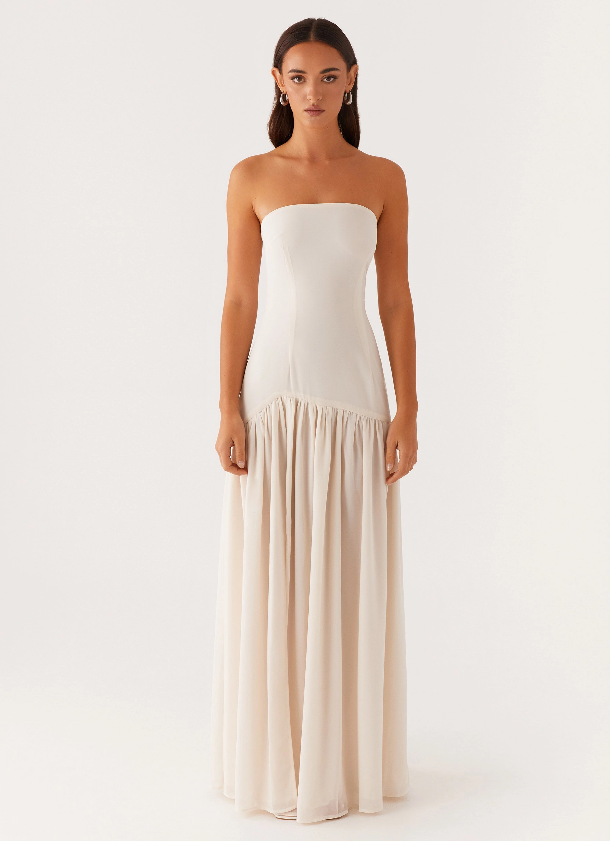 Eden Strapless Maxi Dress - Ivory Flexible Waist Fashionable Layer