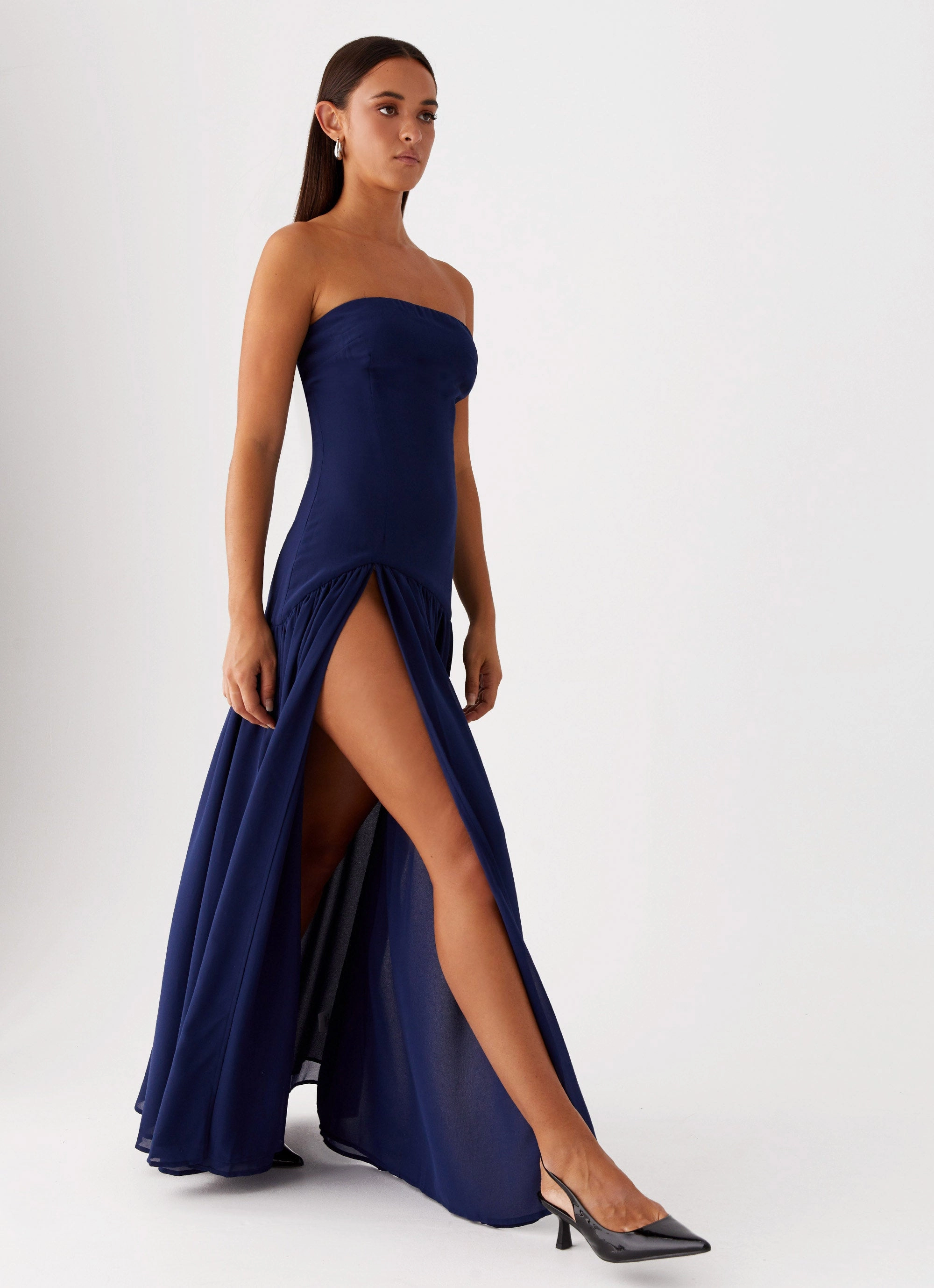 Skirt Flare Eden Strapless Maxi Dress - Navy