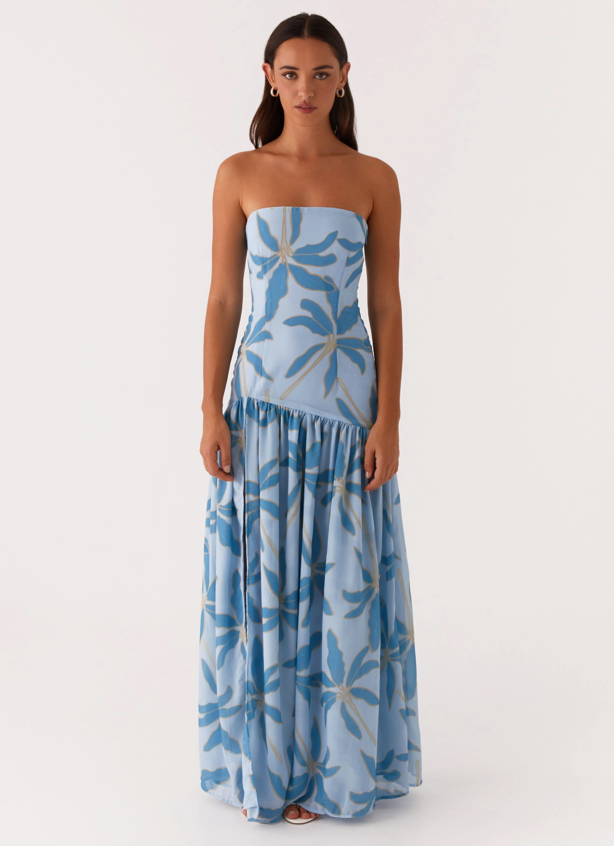 Eden Strapless Maxi Dress - Opulent Blue Fluid Shape