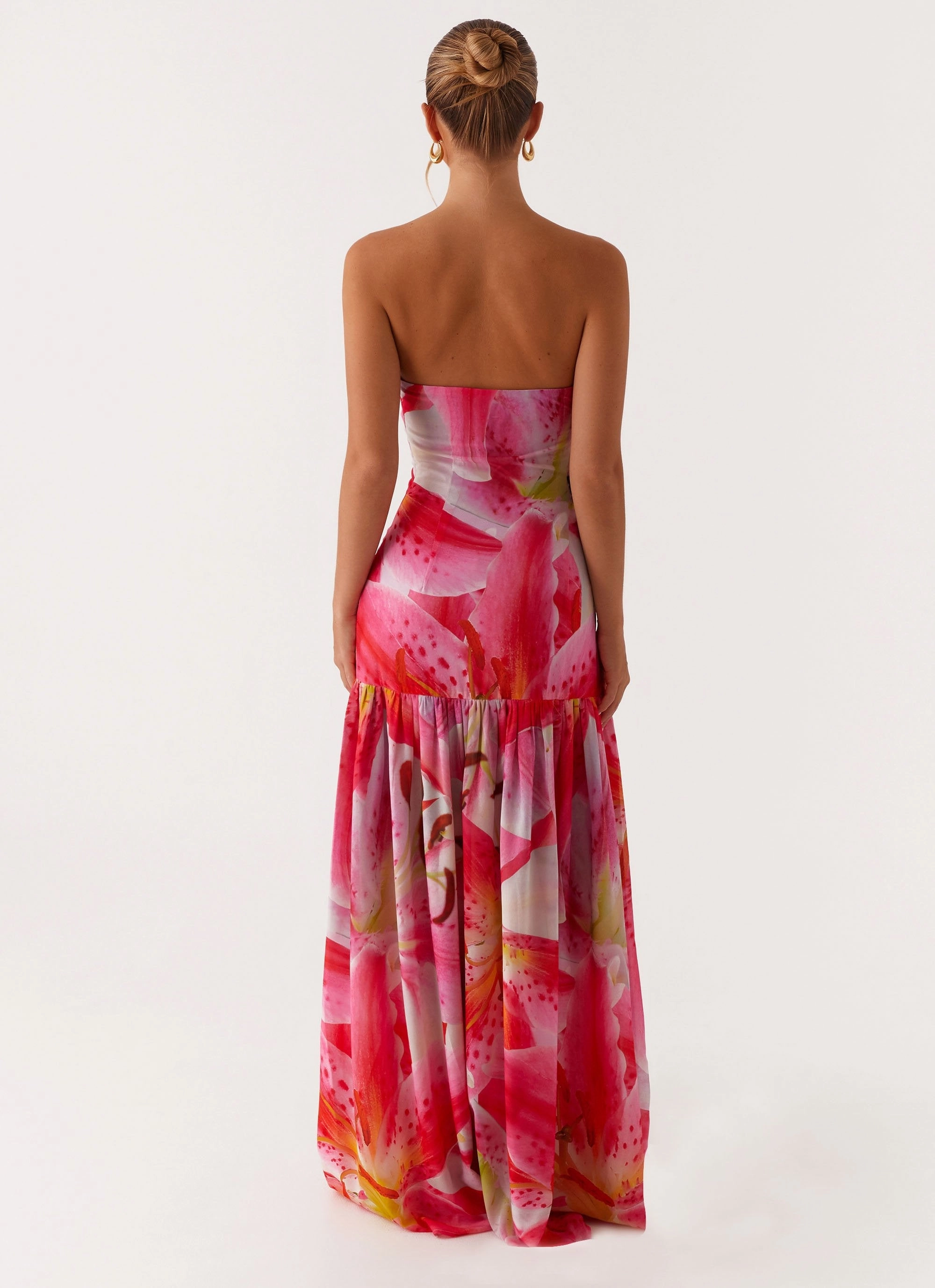 Eden Strapless Maxi Dress - White Pink Lilly Perfect Look