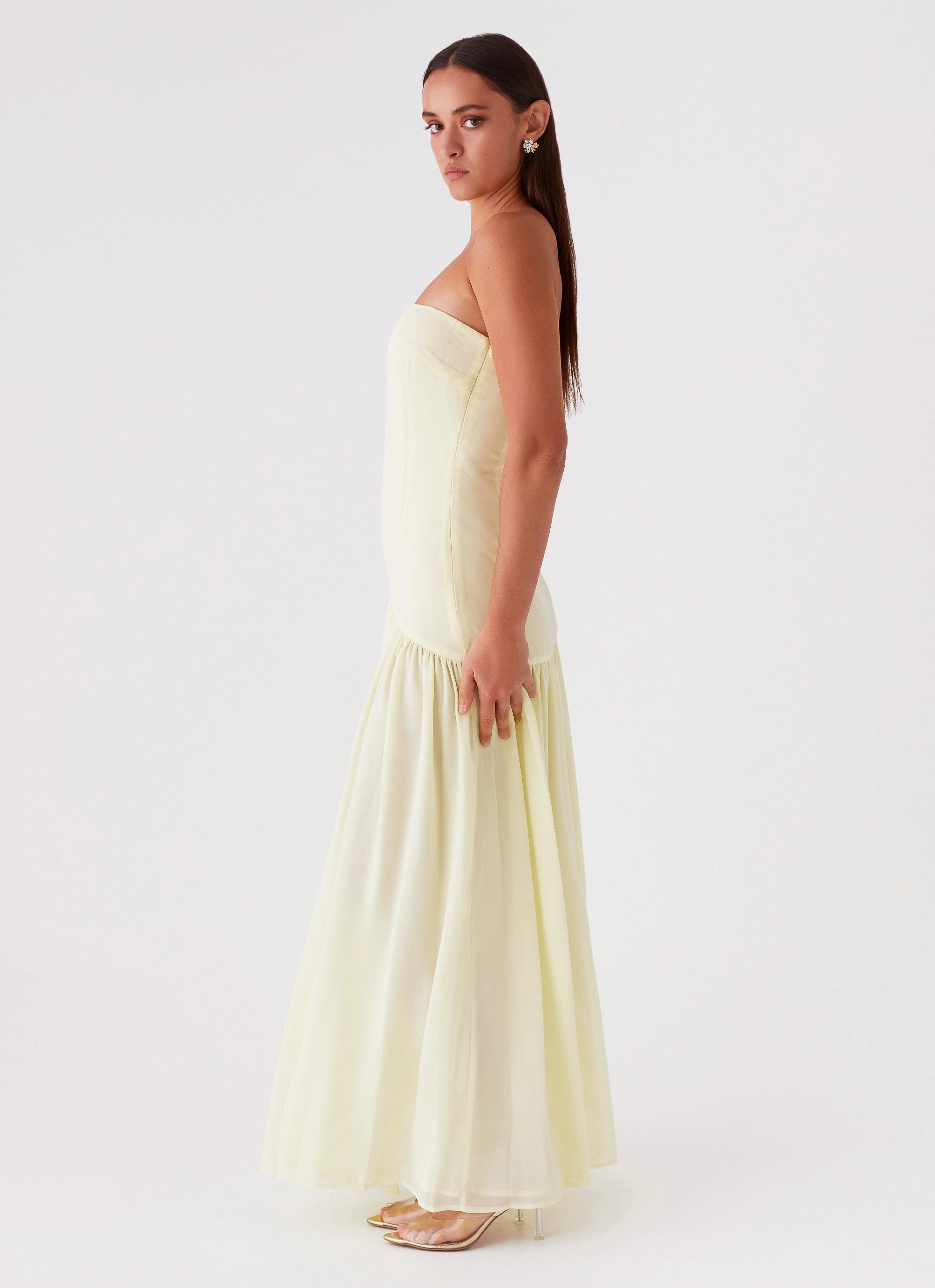 Eden Strapless Maxi Dress - Yellow Basic Fashion Natural Wrap