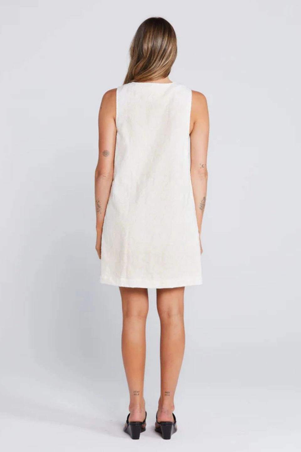 Effortless Creamy Daisy Cotton Drill Vest Mini Dress Bold colors