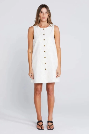 Effortless Creamy Daisy Cotton Drill Vest Mini Dress Minimalist feel
