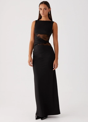 Skin Hug Flattering Fit Wear Karma Maxi Dress - Black