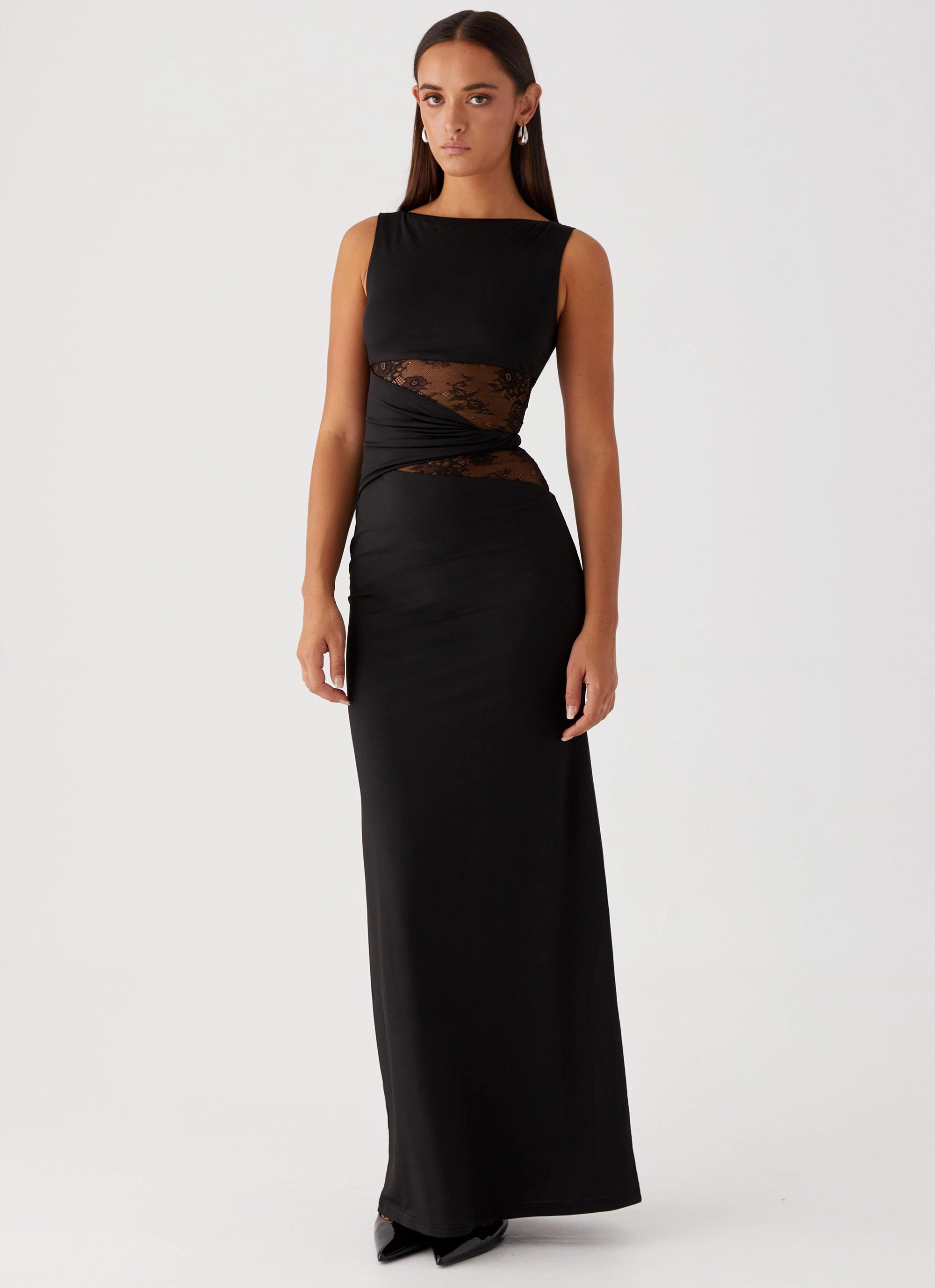 Skin Hug Flattering Fit Wear Karma Maxi Dress - Black