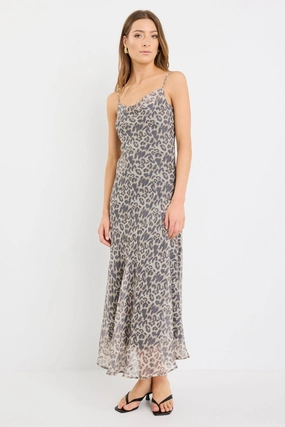 Travel Essential Reign Leopard Print Georgette Strappy Maxi Dress