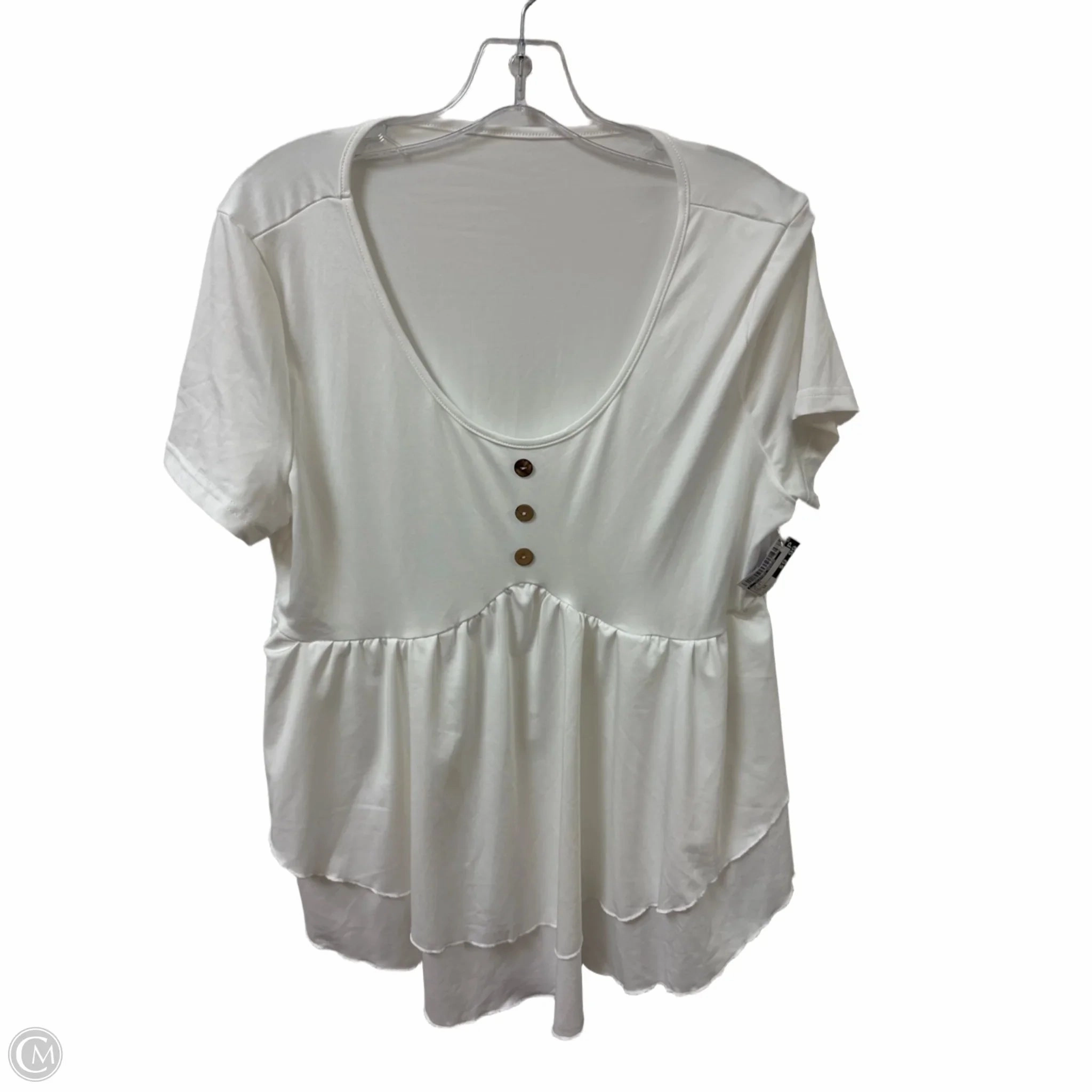 Anti Pilling Surface Vintage Style Top Short Sleeve By Clothes Mentor In White, Size: 1x