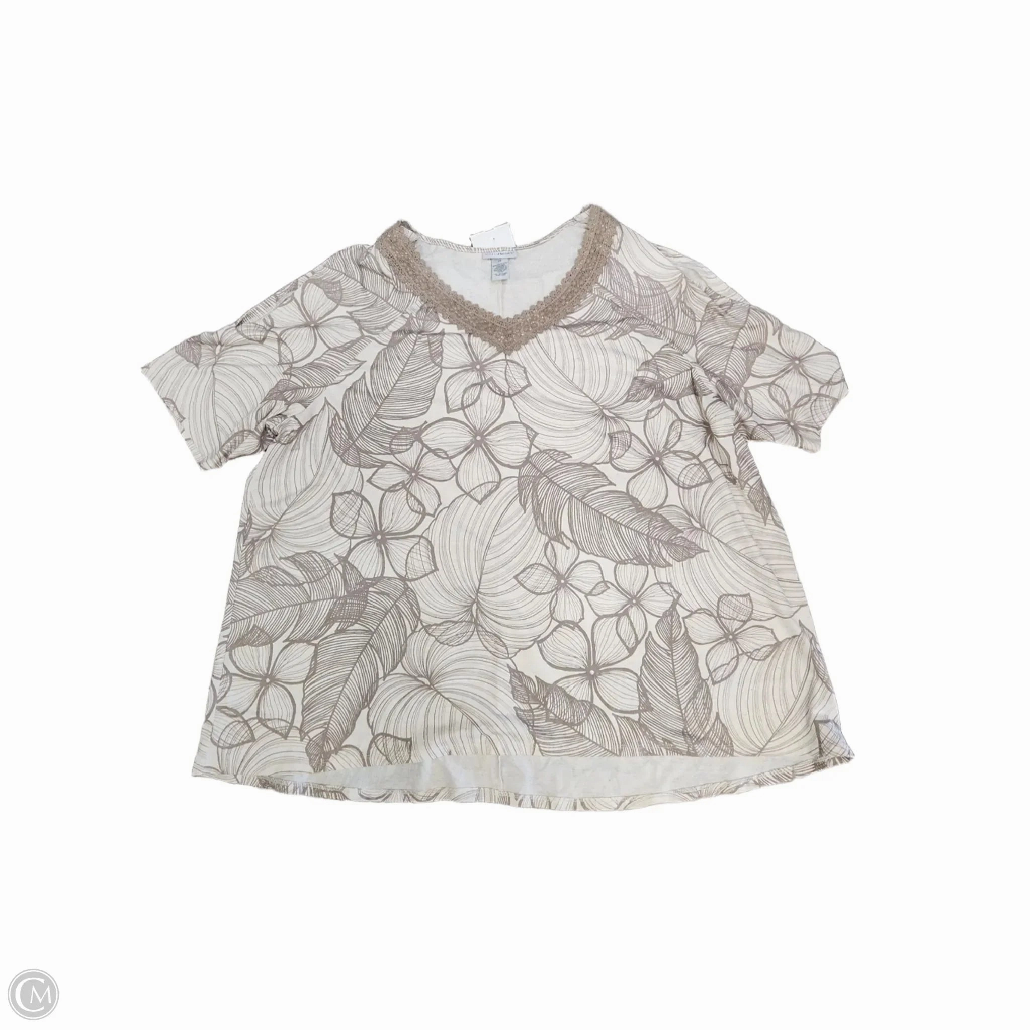 Top Short Sleeve By Catherines In Floral Print, Size: 2x Light Fit Wear