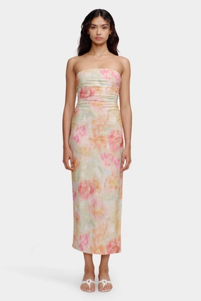 Keke Hazy Bloom Blush Strapless Midi Dress All Occasion Grass Soft