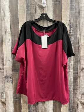 Stretch Fit Top Short Sleeve By Cme In Black & Red, Size: 1x
