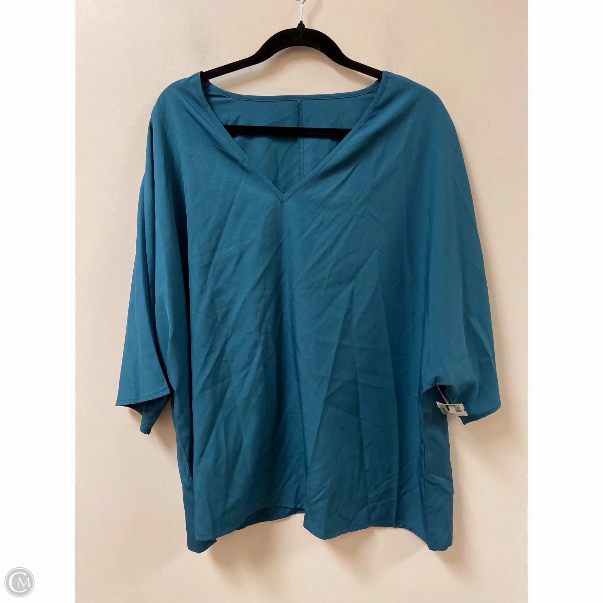 Top Short Sleeve By Shein In Blue, Size: 2x Gym workout Classic Layering