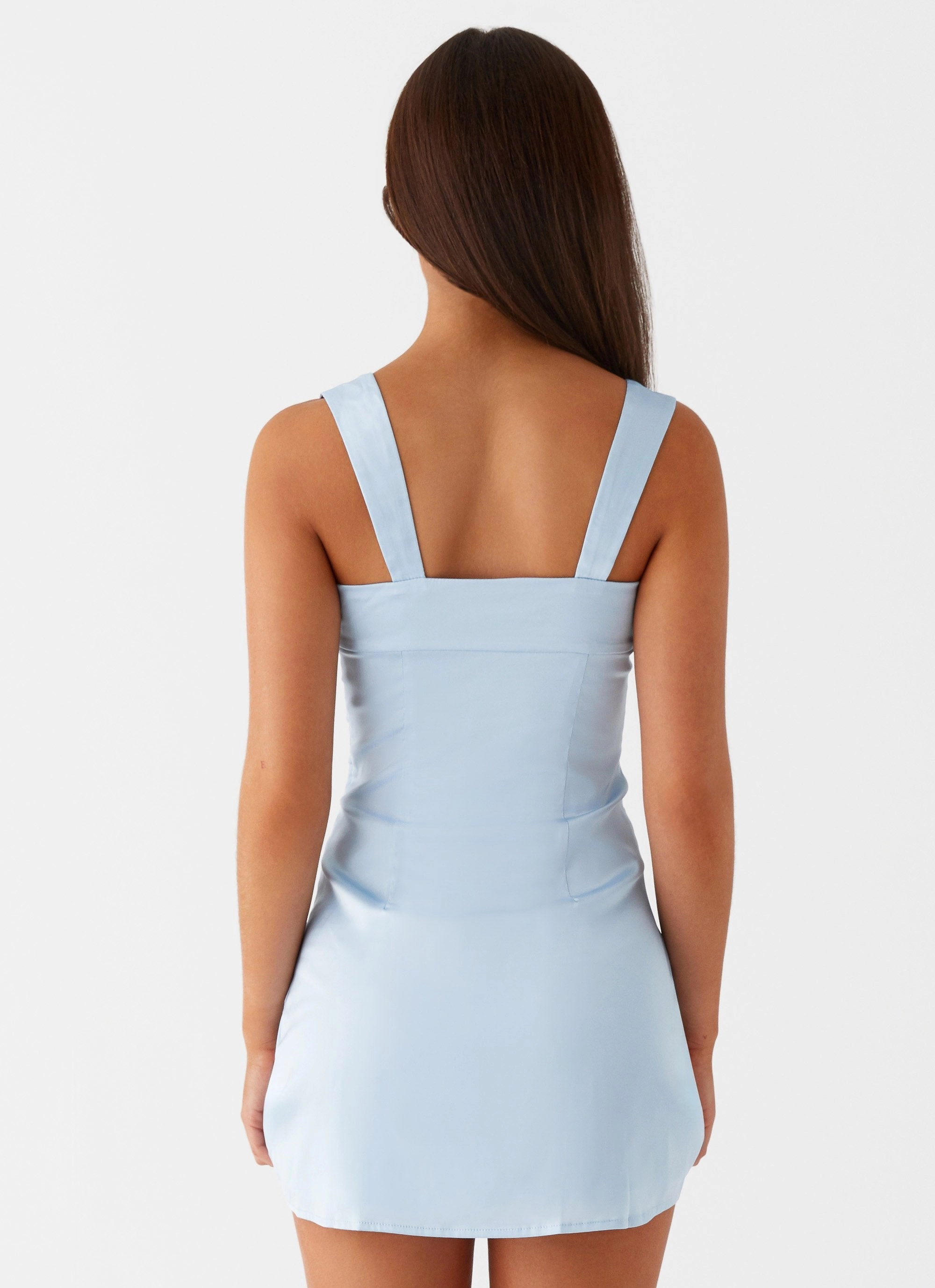 Fresh Motion Odette Satin Mini Dress - Blue