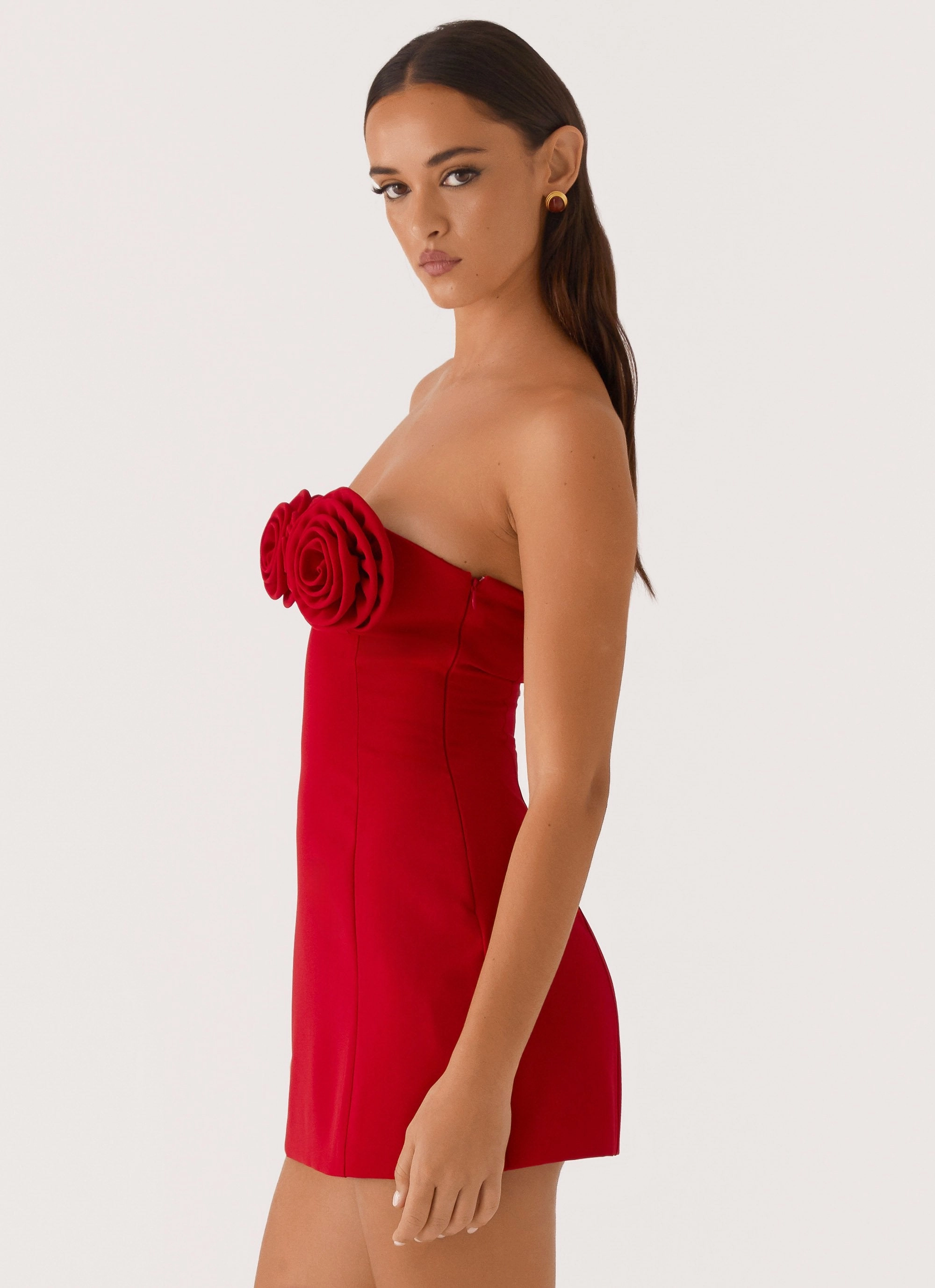 Sunset Glow Patsie Strapless Mini Dress - Red