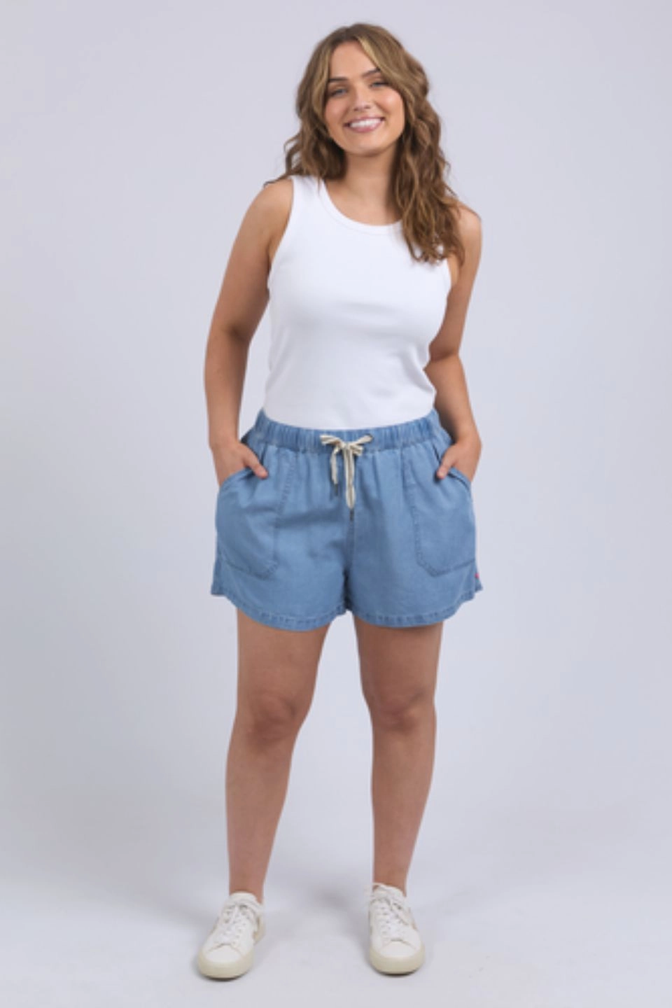 Chafe Resistant Lining Elliot Mid Blue Denim Chambray Tie Short