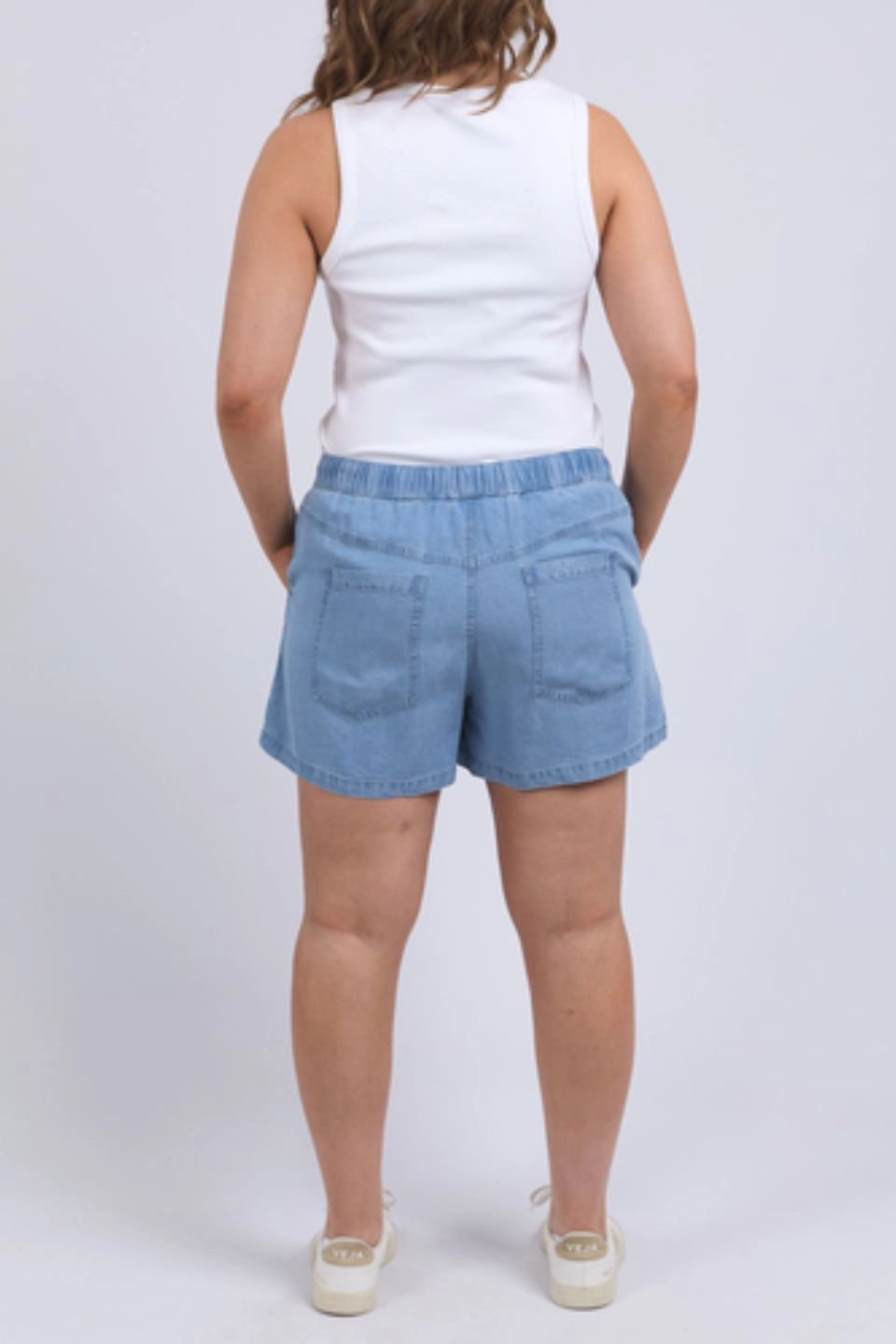 floral shorts Elliot Mid Blue Denim Chambray Tie Short