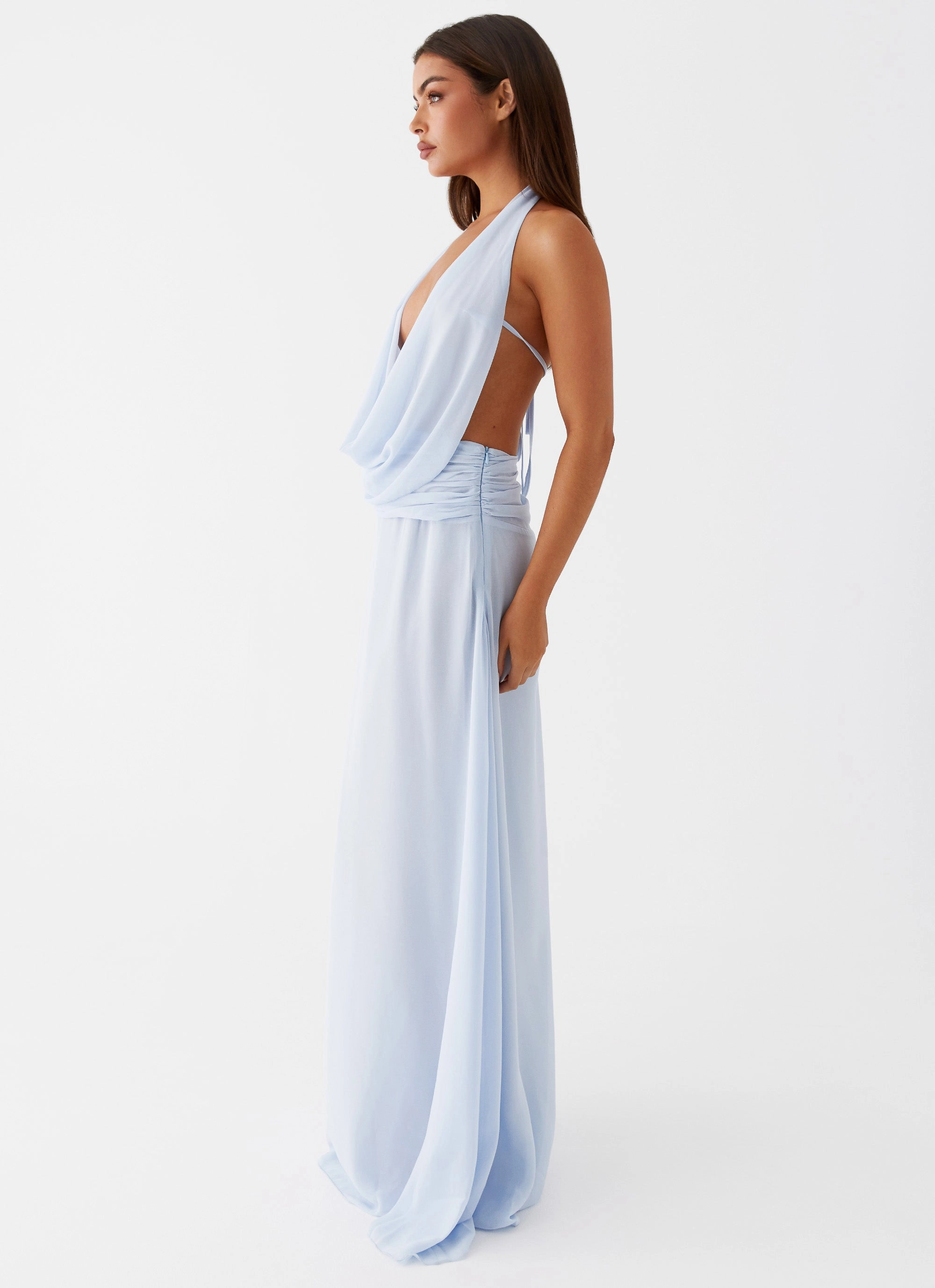 Low Maintenance Elysia Chiffon Maxi Dress - Baby Blue