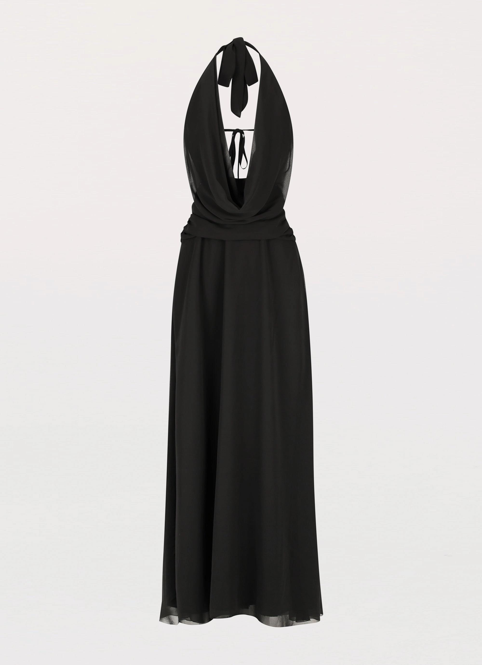 Celebrity-Inspired Elysia Chiffon Maxi Dress - Black
