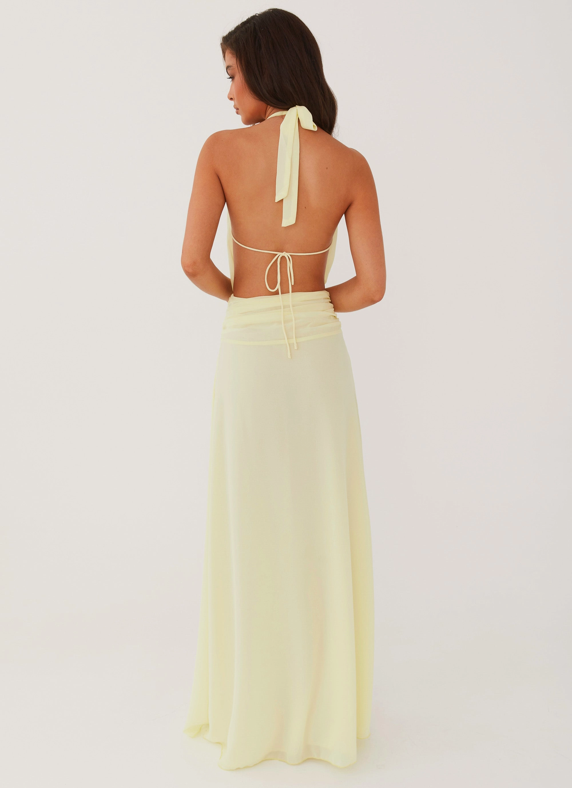 Interchangeable-Detail High-waisted evening piece Elysia Chiffon Maxi Dress - Lemon