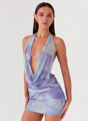Travel Vibe Smooth Design Elysia Mesh Mini Dress - Purple Rain