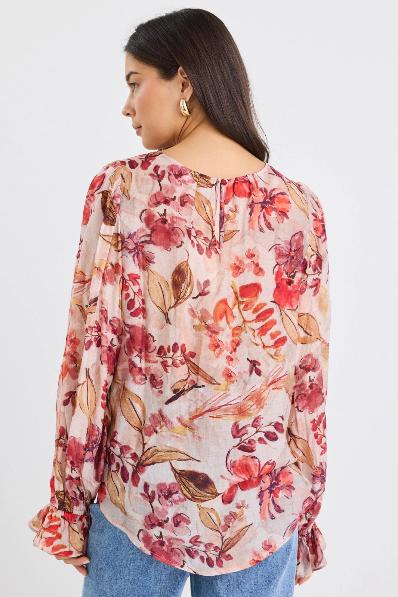 AntiPilling Surface PreShrunk Fabric Endless Blush Floral Blouson Sleeve LS Top